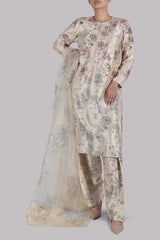 Lamb’s Wool Block Printed and Embellished Raw Silk Set