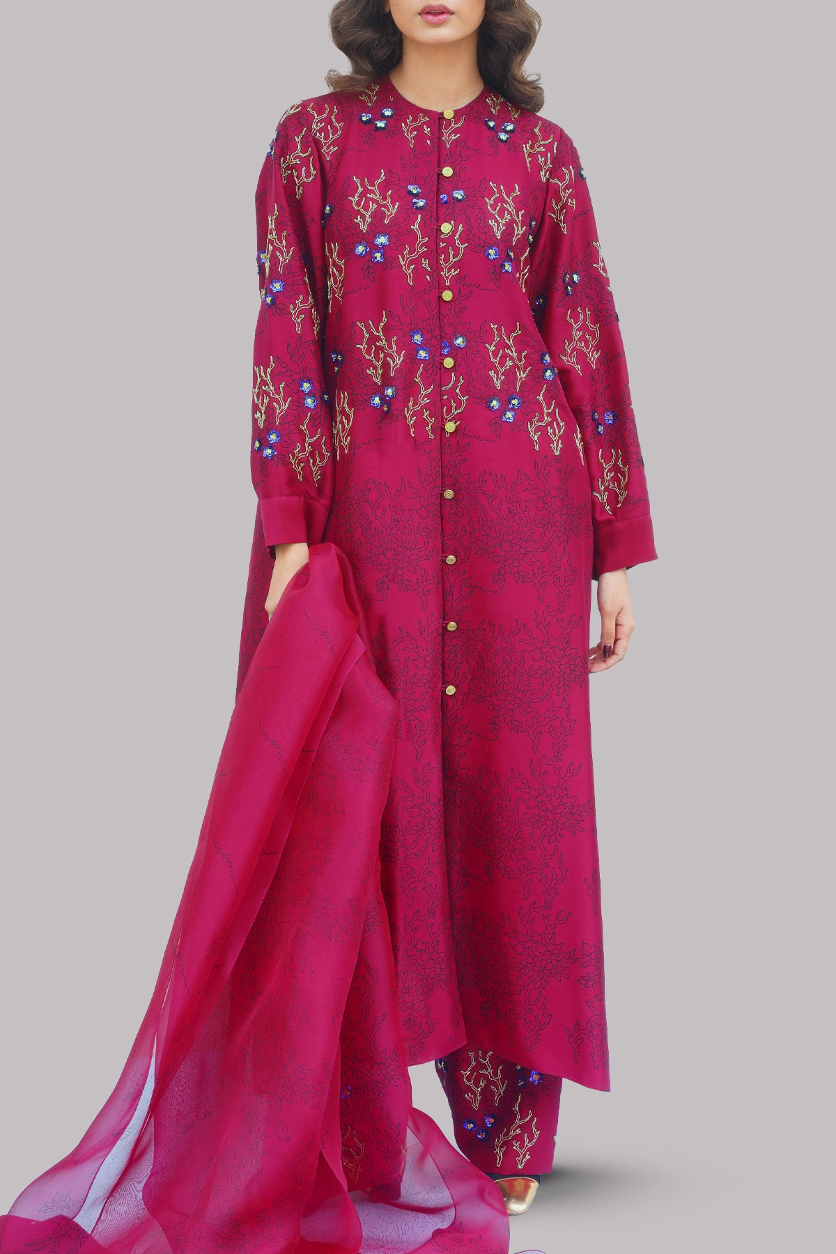 Scooter Red Block Printed &amp; Embellished Set