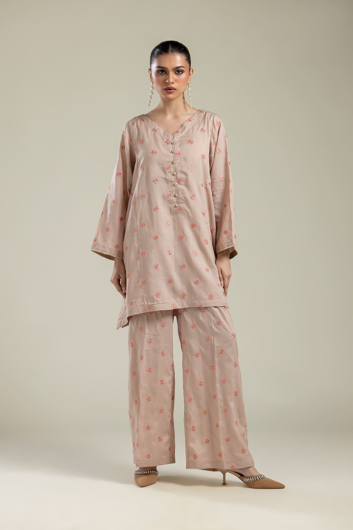 Floral V-Neck Kurta