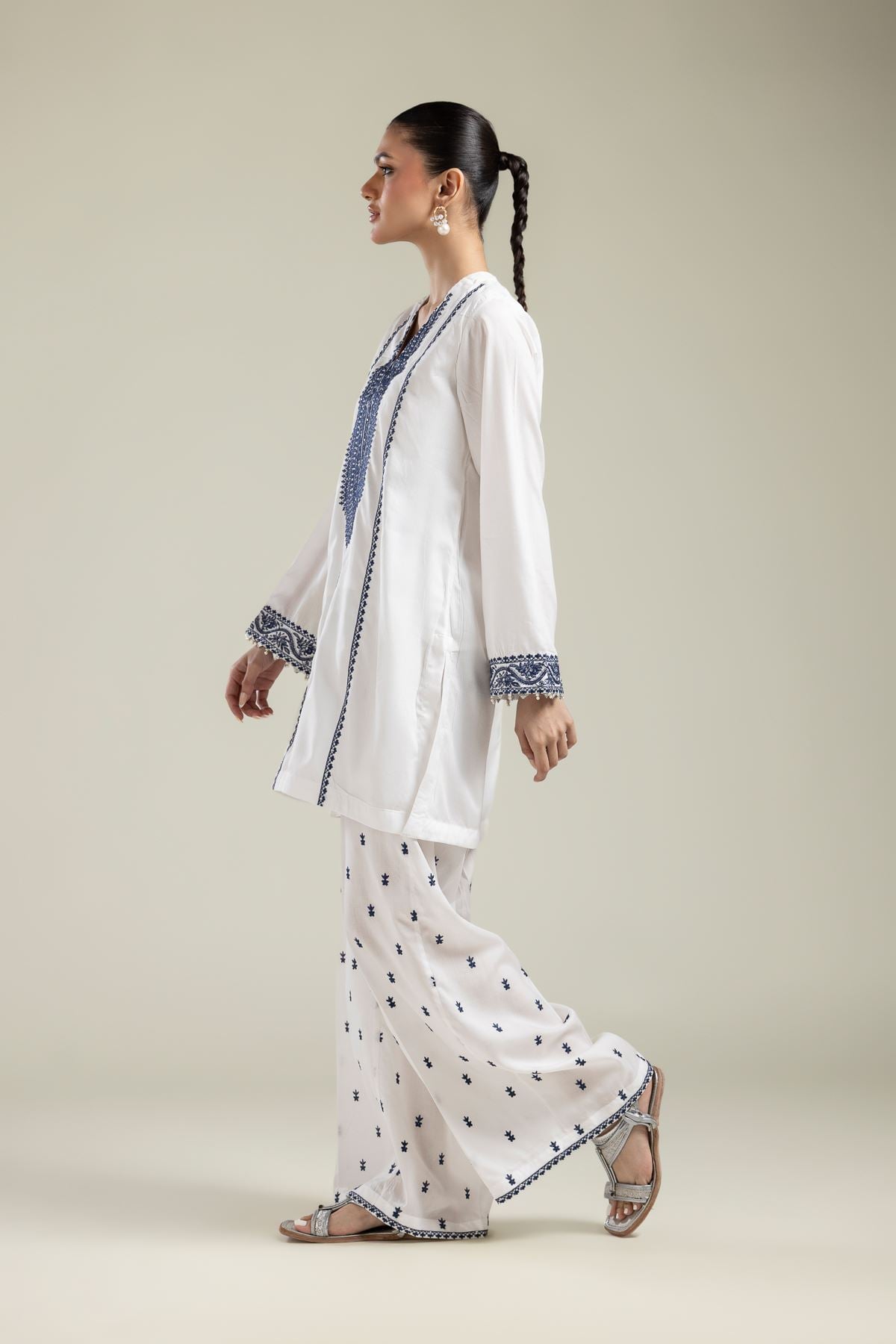 Geometric White Pants