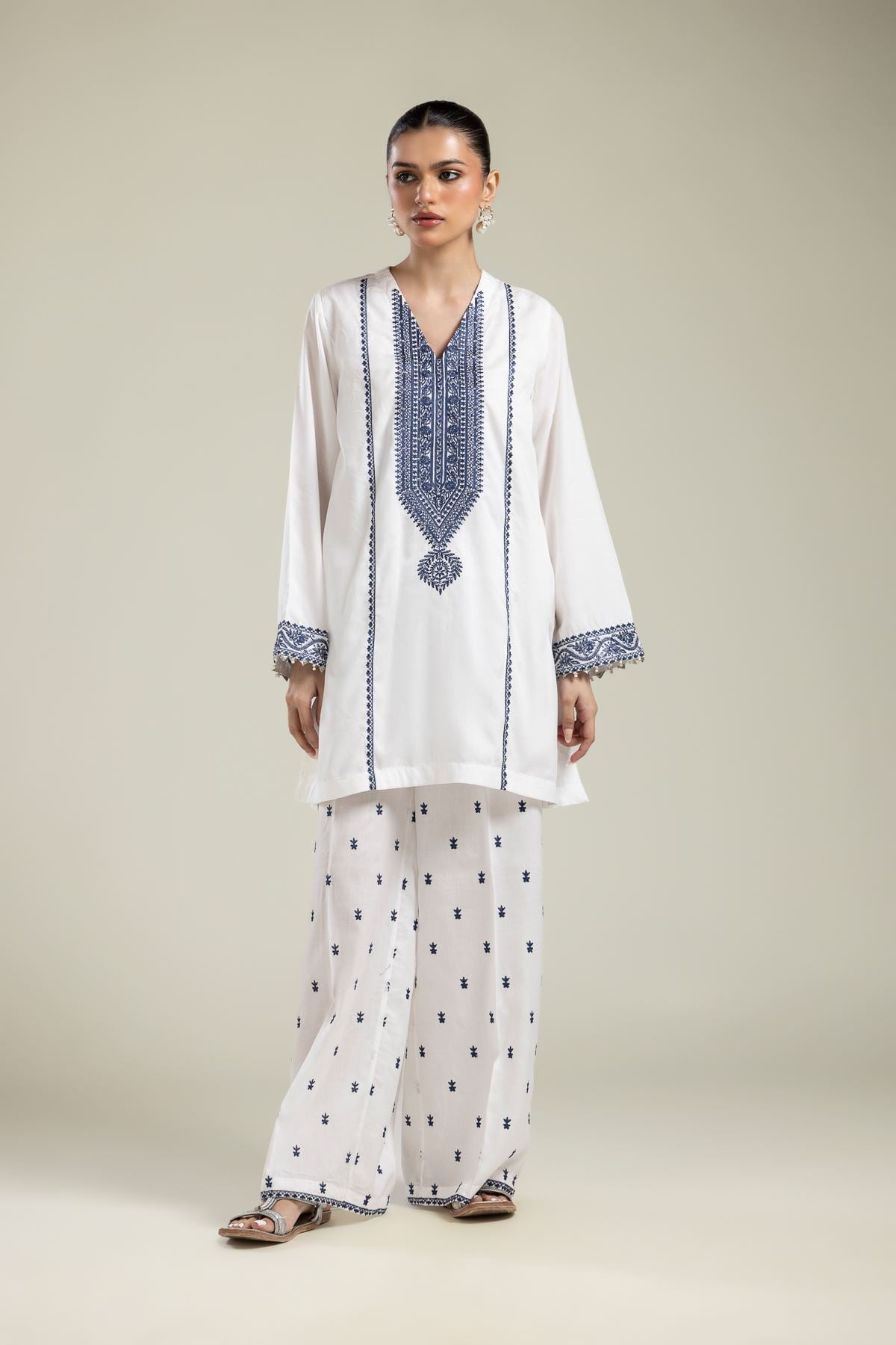 Geometric White Pants