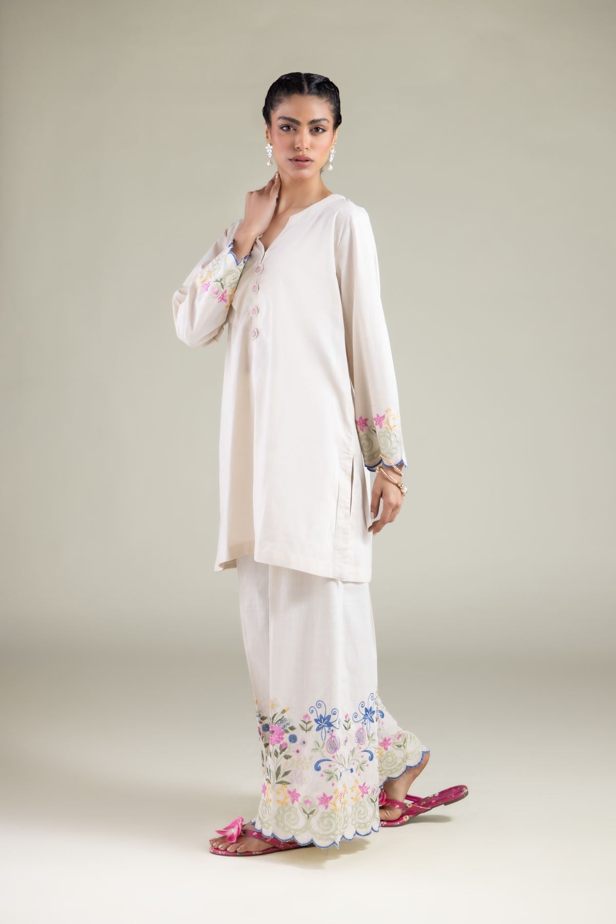 Floral V-Neck Kurta