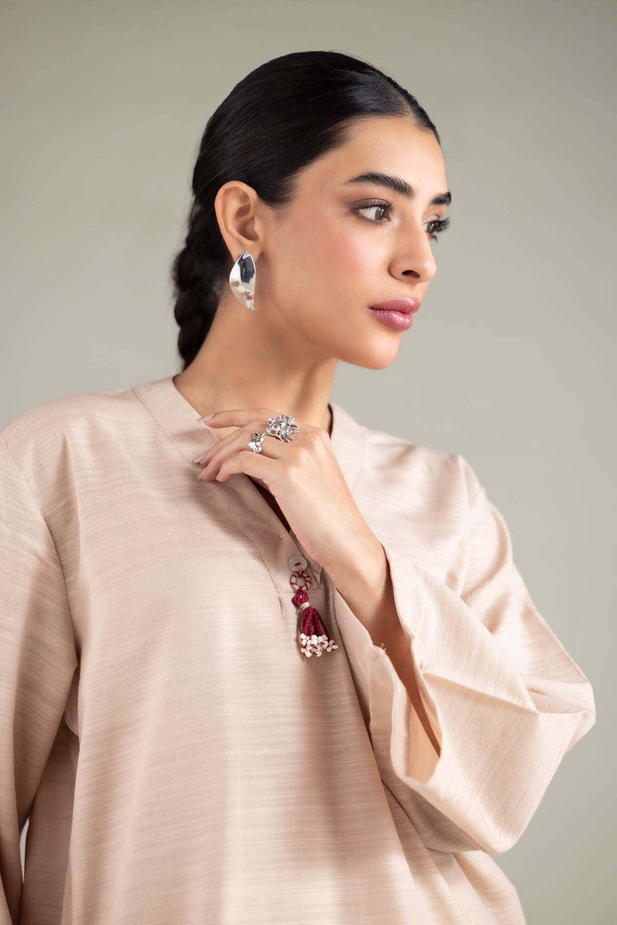 V-Neck Tassel Kurta