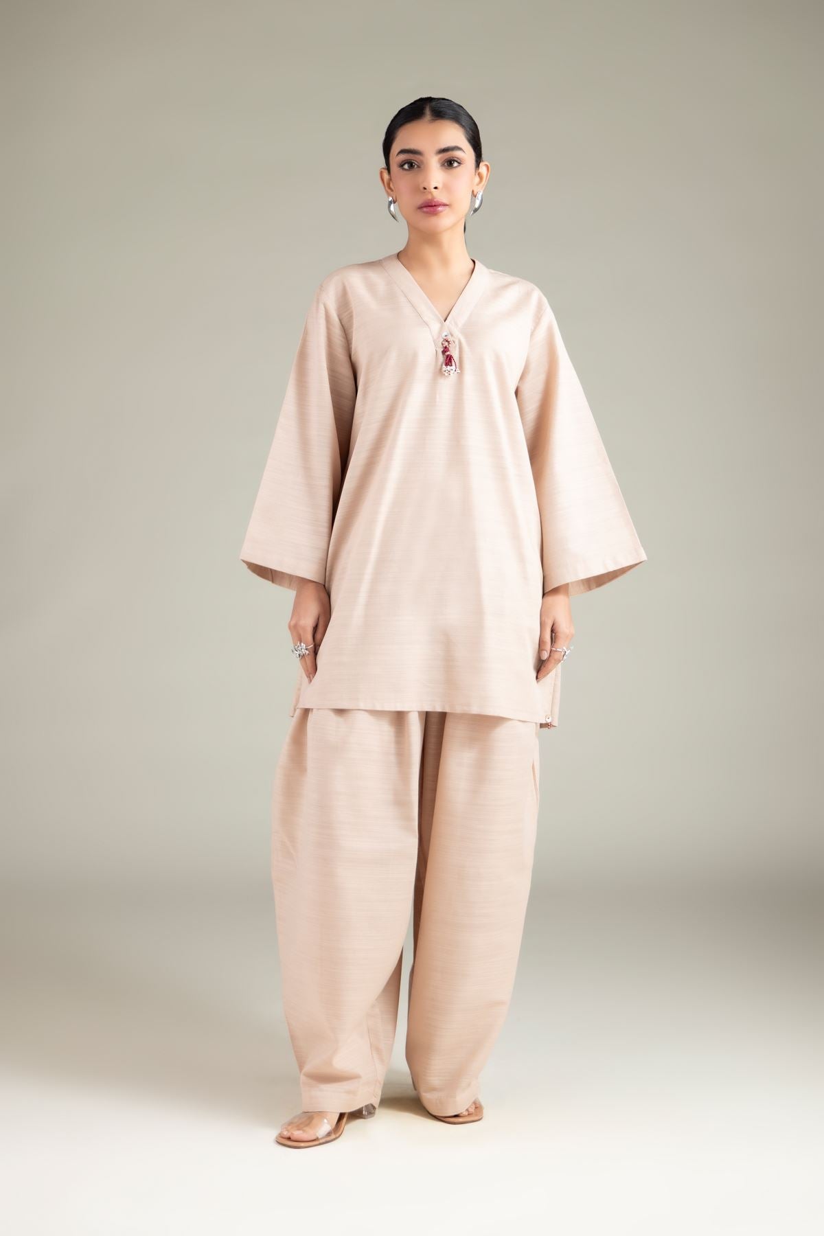 V-Neck Tassel Kurta