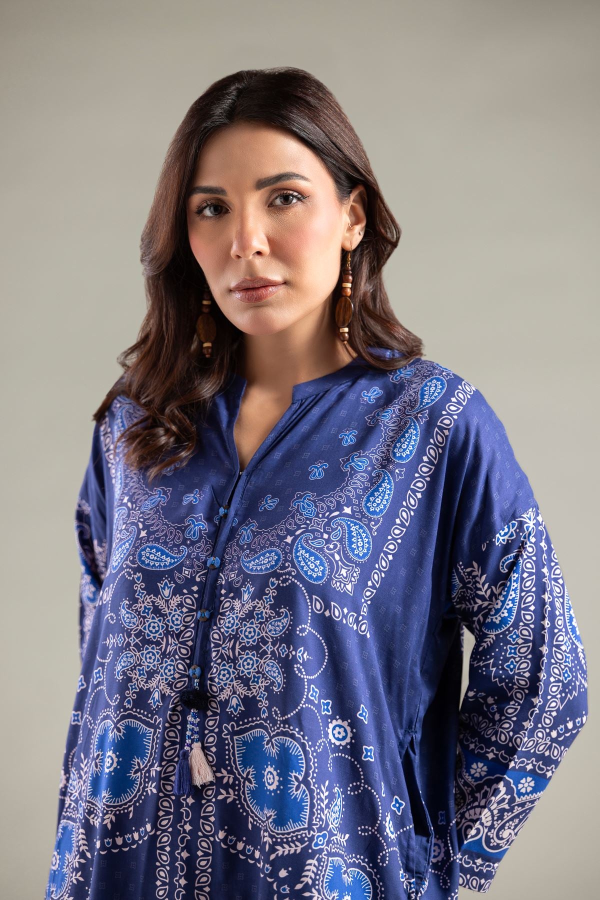Paisley Band-Collar Kurta