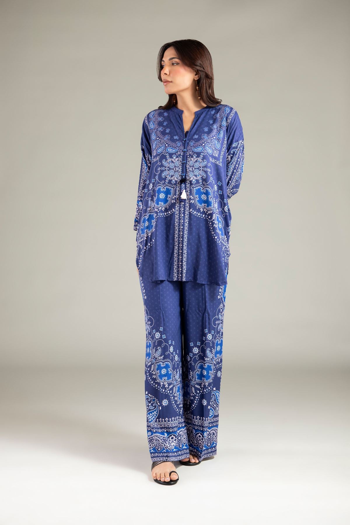 Paisley Band-Collar Kurta