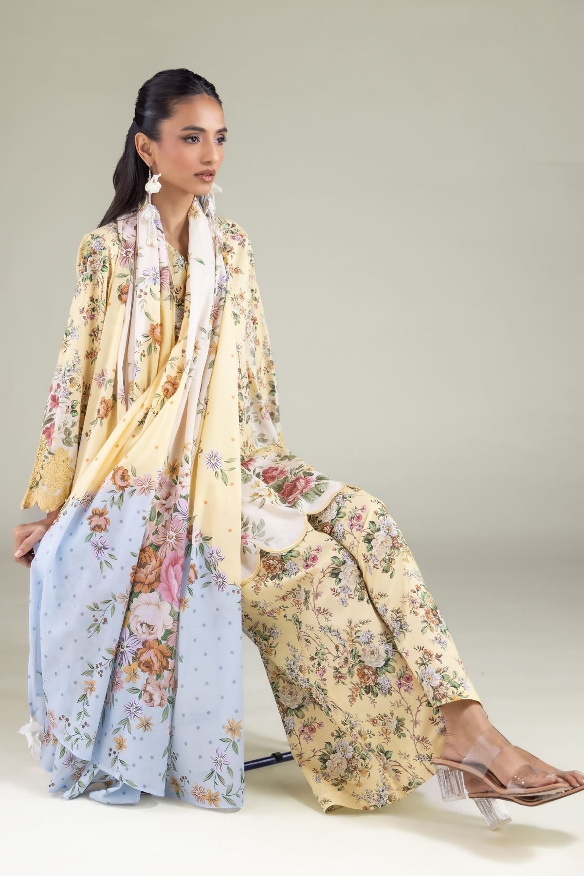 Floral V-Neck Kurta