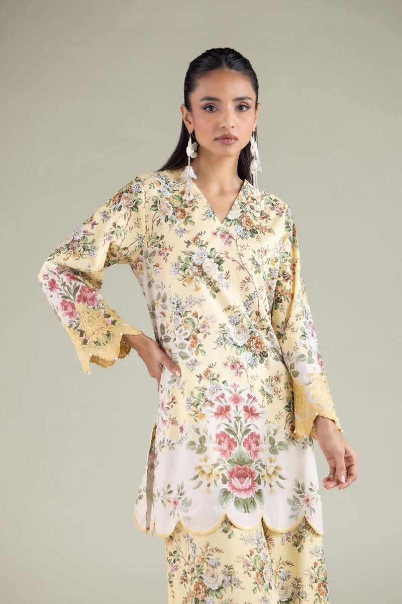 Floral V-Neck Kurta