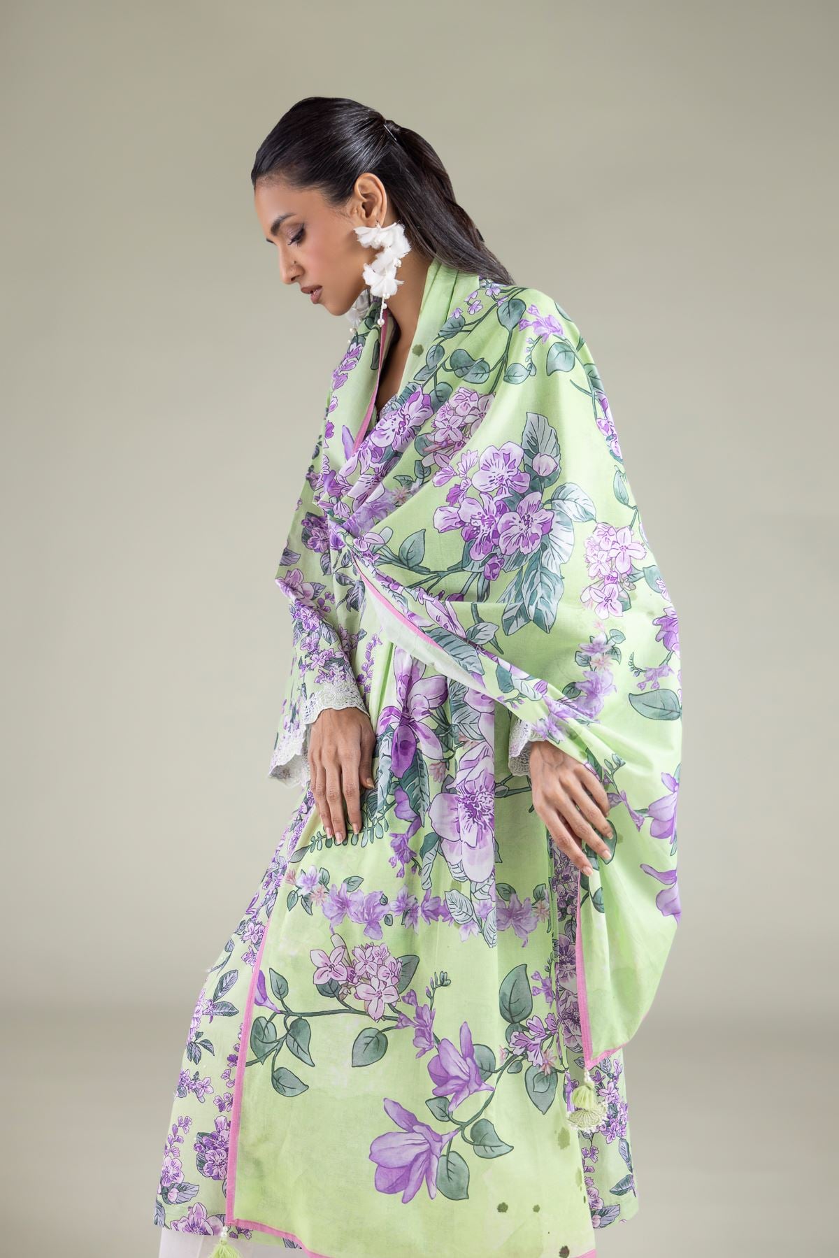 Floral Tassel Dupatta