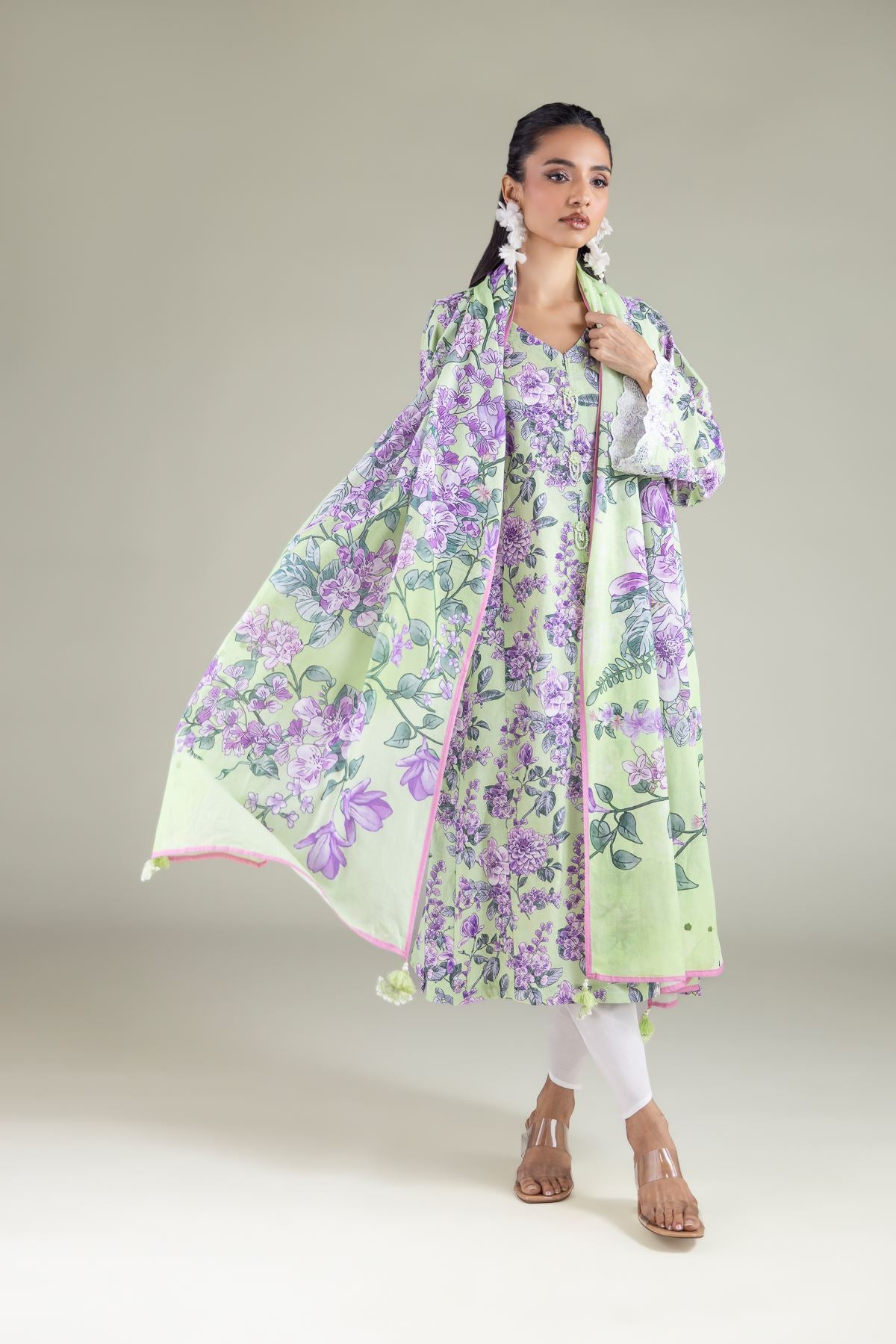 Floral Tassel Dupatta