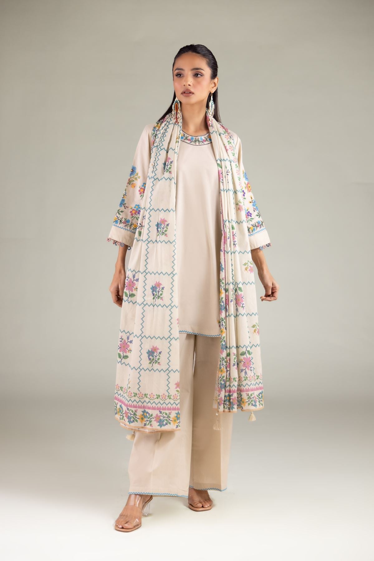 Geometric Tassel Dupatta