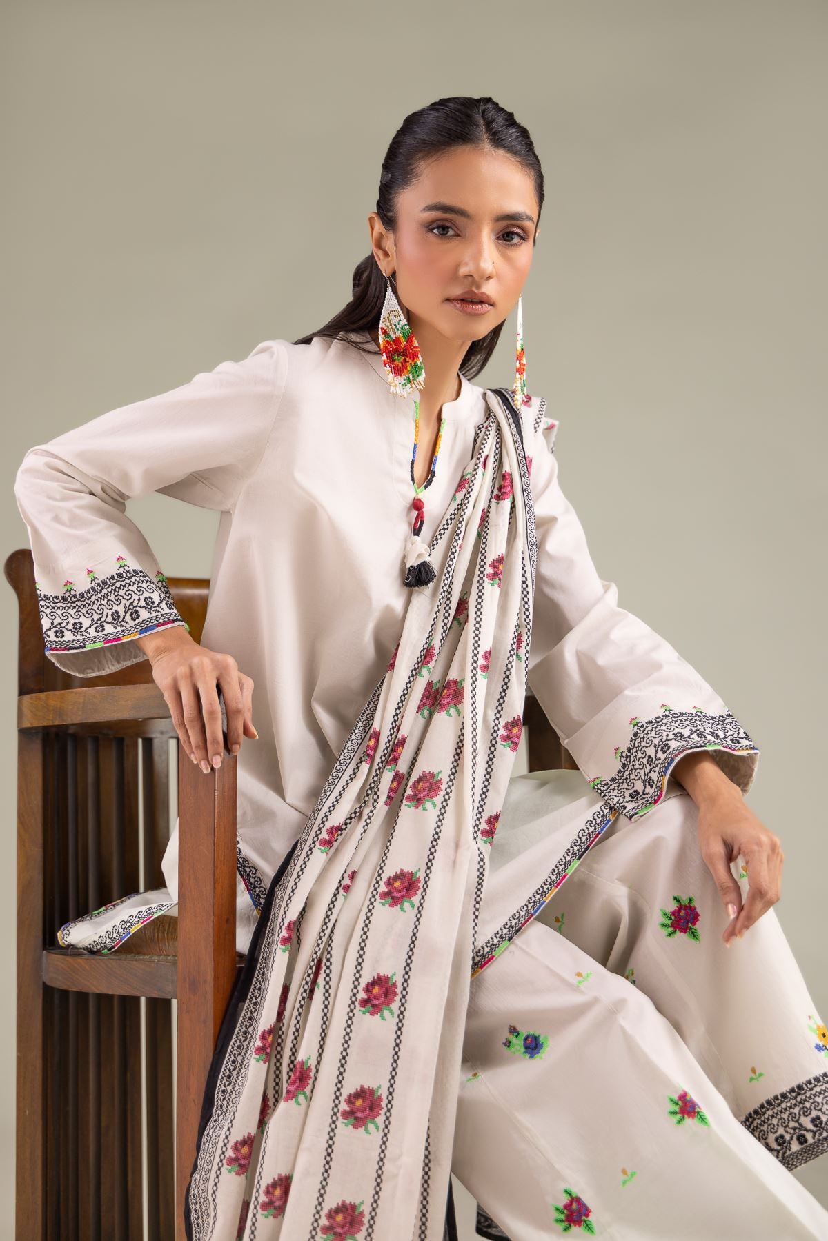 Draped Tassel Dupatta