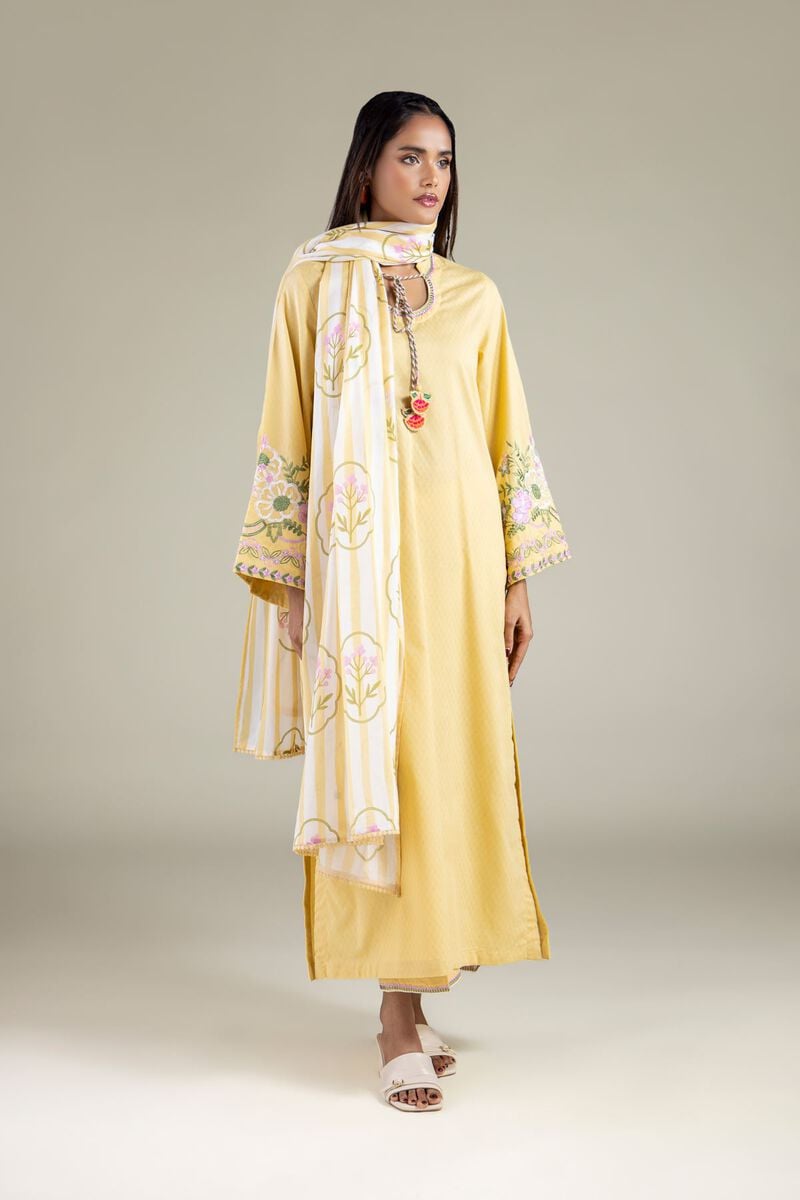 Floral Striped Dupatta
