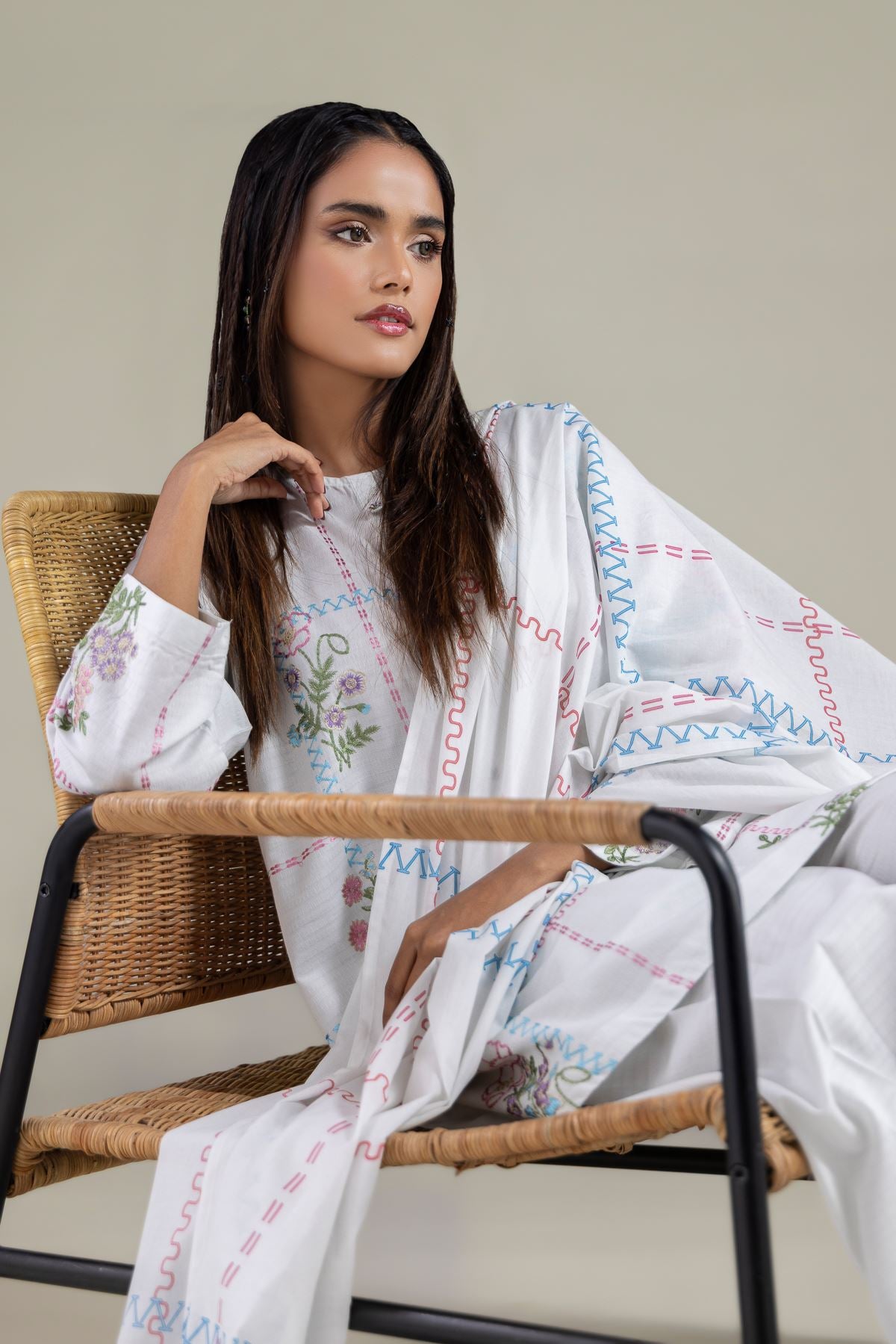 Floral Tassel Dupatta