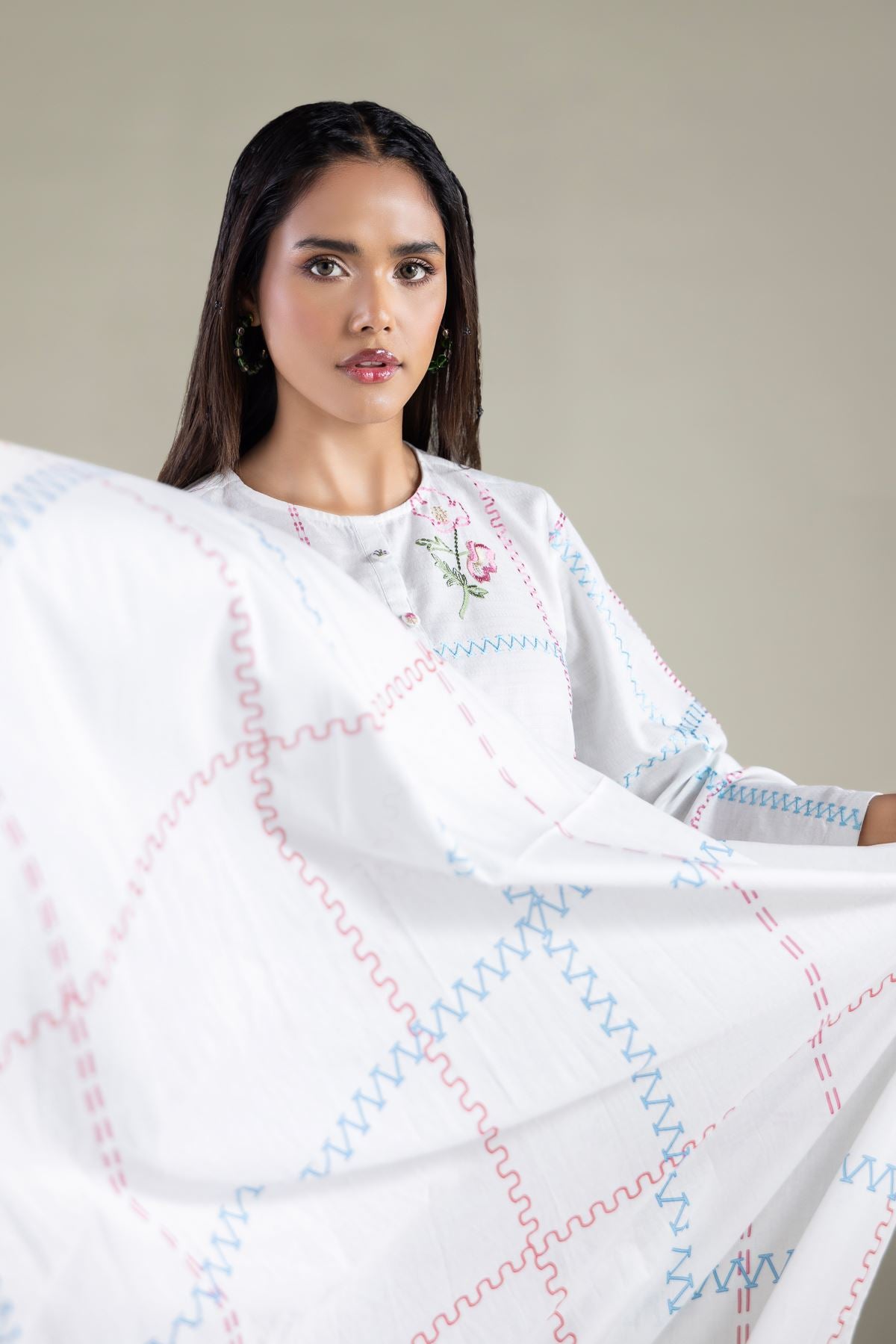 Floral Tassel Dupatta