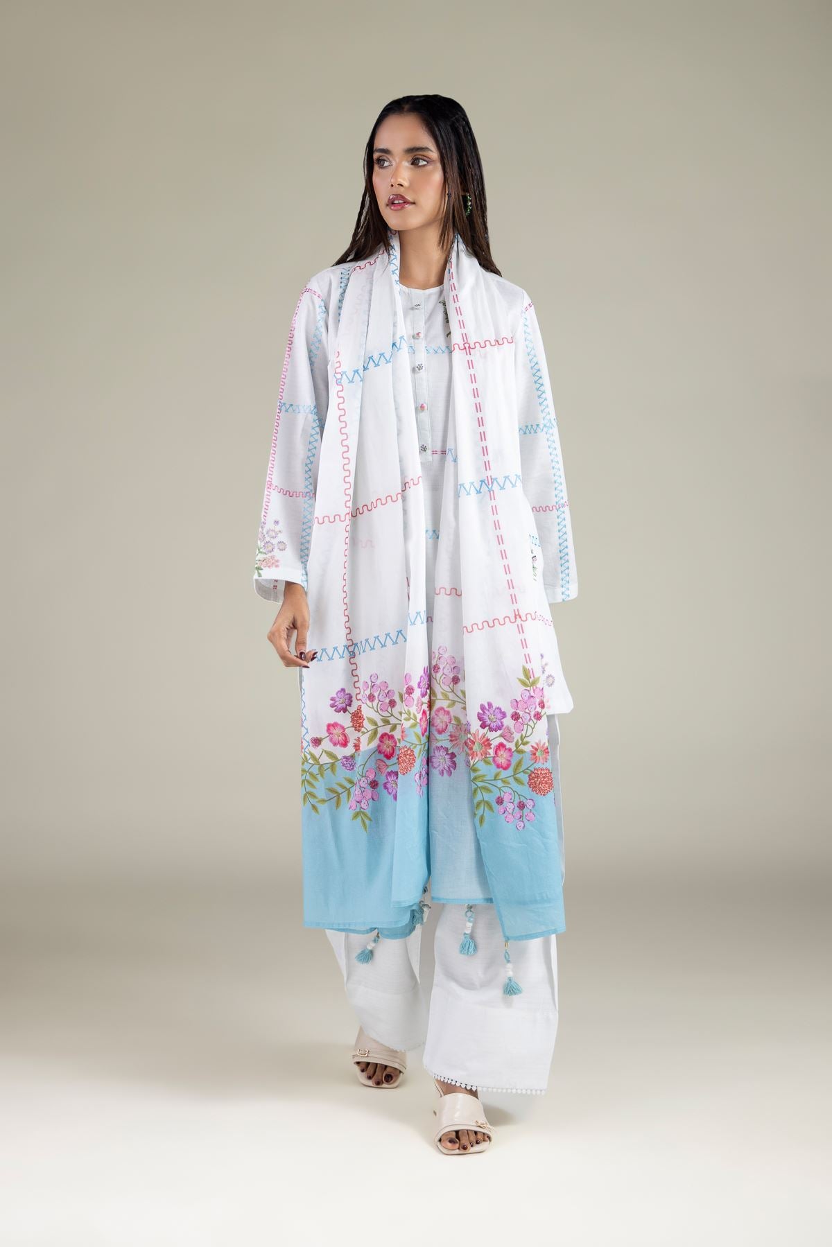 Floral Tassel Dupatta