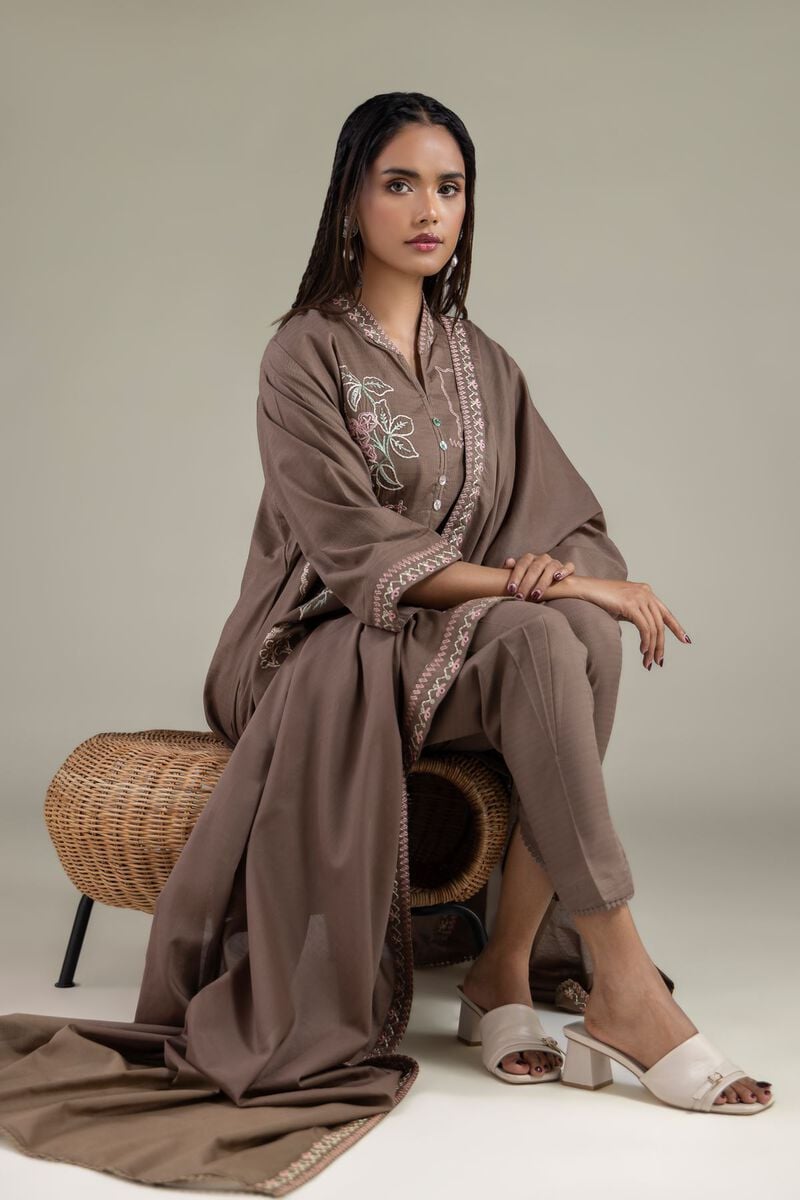 Solid Threadwork Dupatta