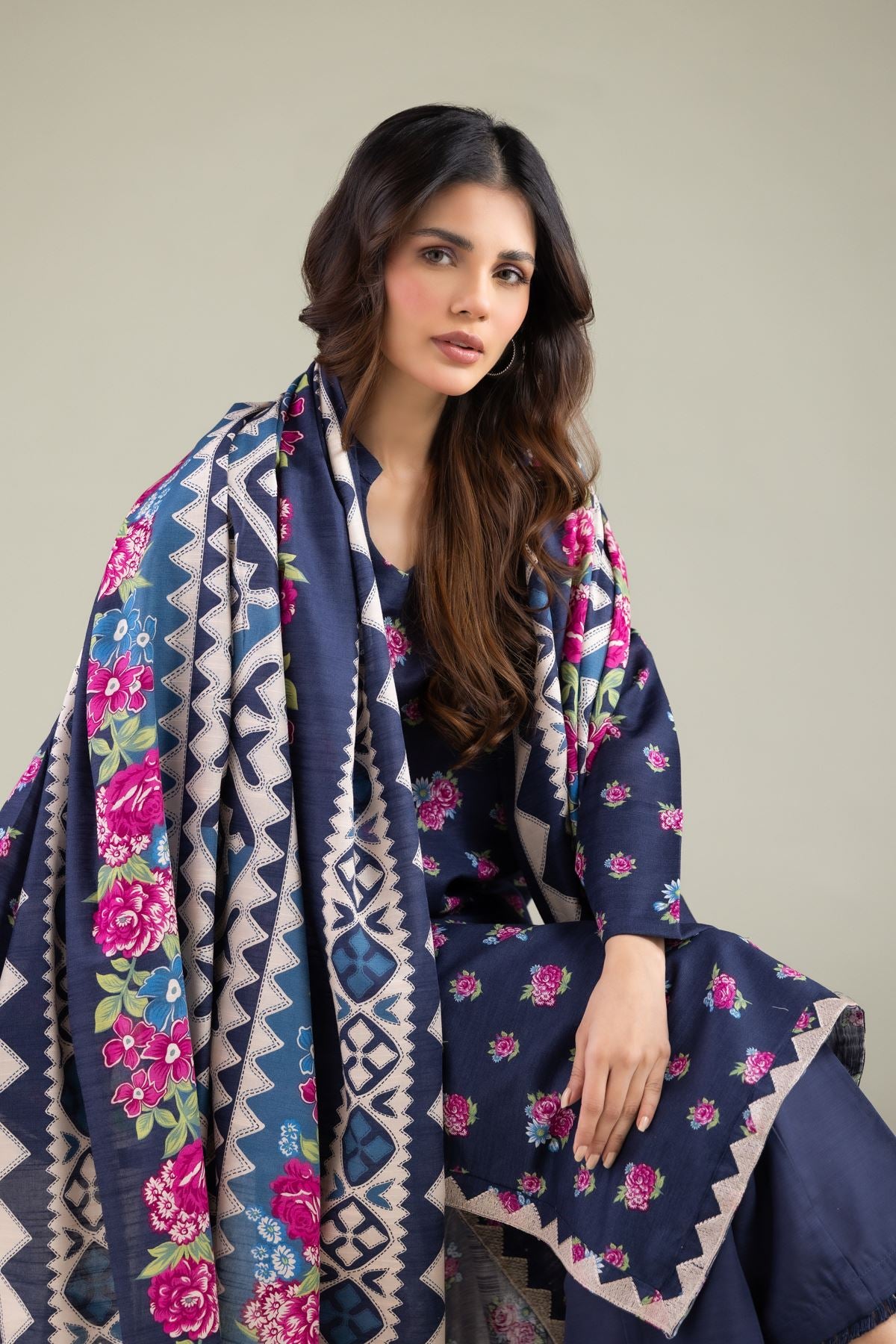 Floral Geometric Dupatta