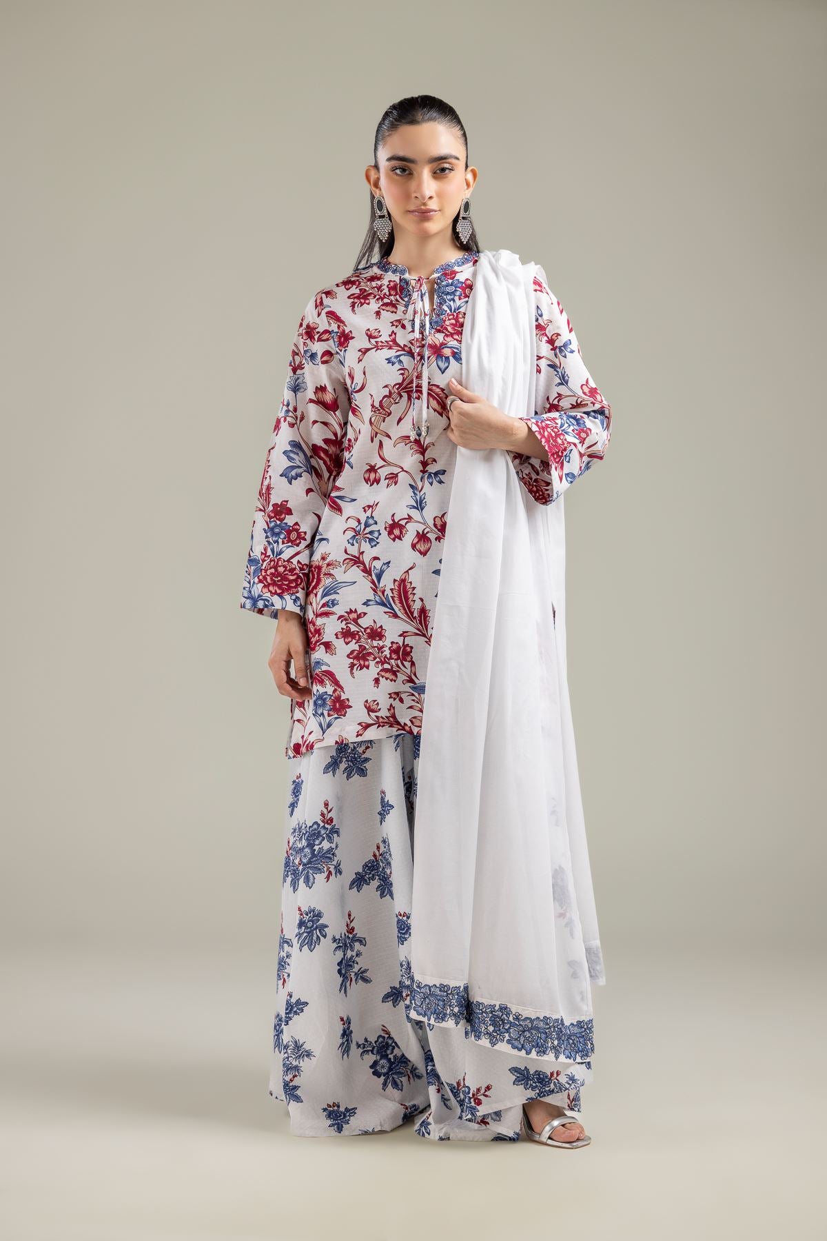 White Floral Pants