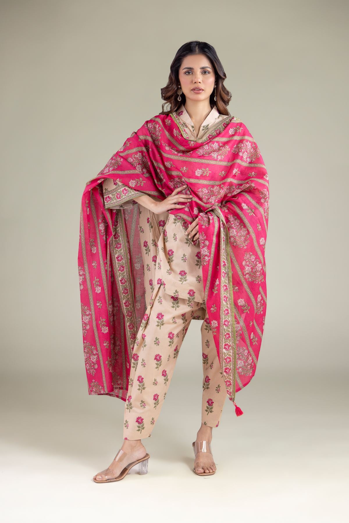 Striped Tassel Dupatta