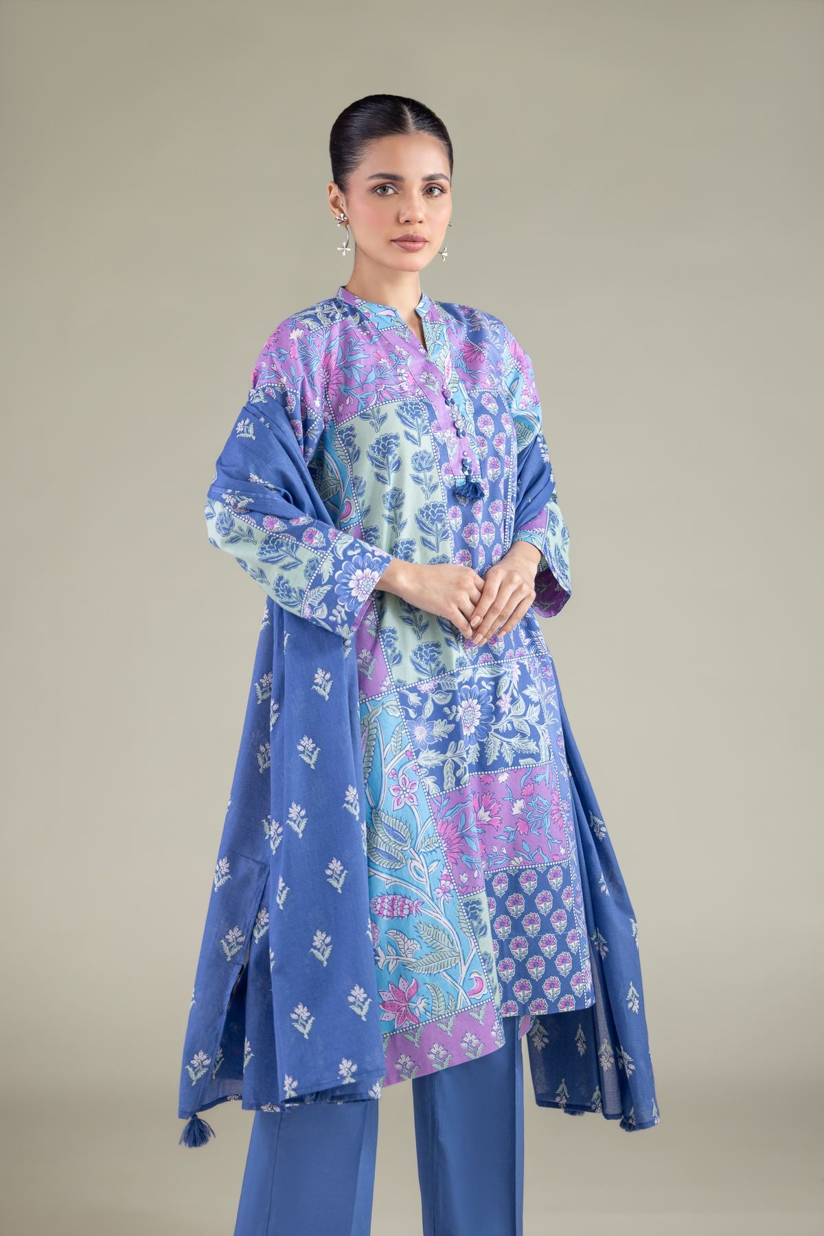 Floral Tassel Dupatta