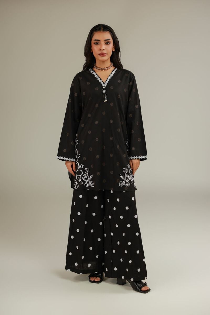 Embroidered Black Pants