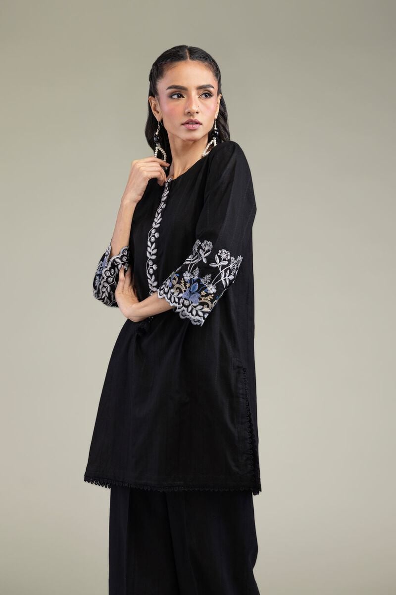 Black Cotton Kurta