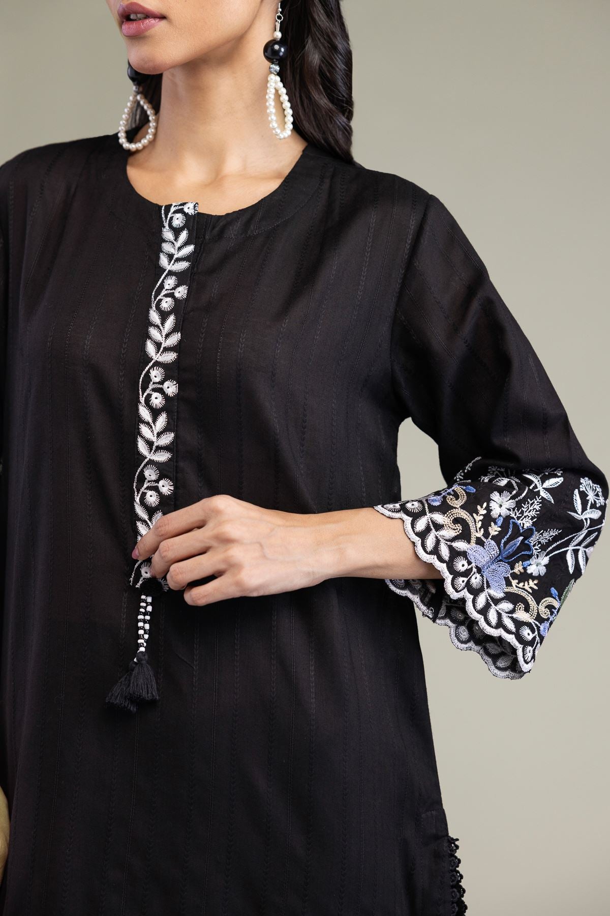 Black Cotton Kurta