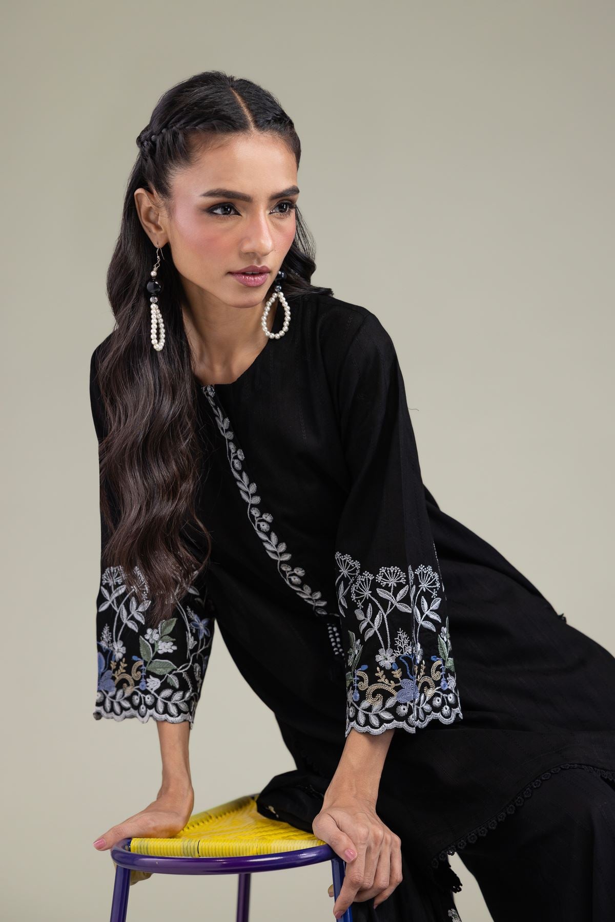 Black Cotton Kurta