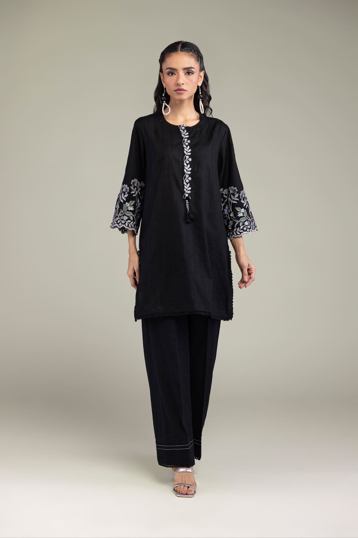 Black Cotton Kurta