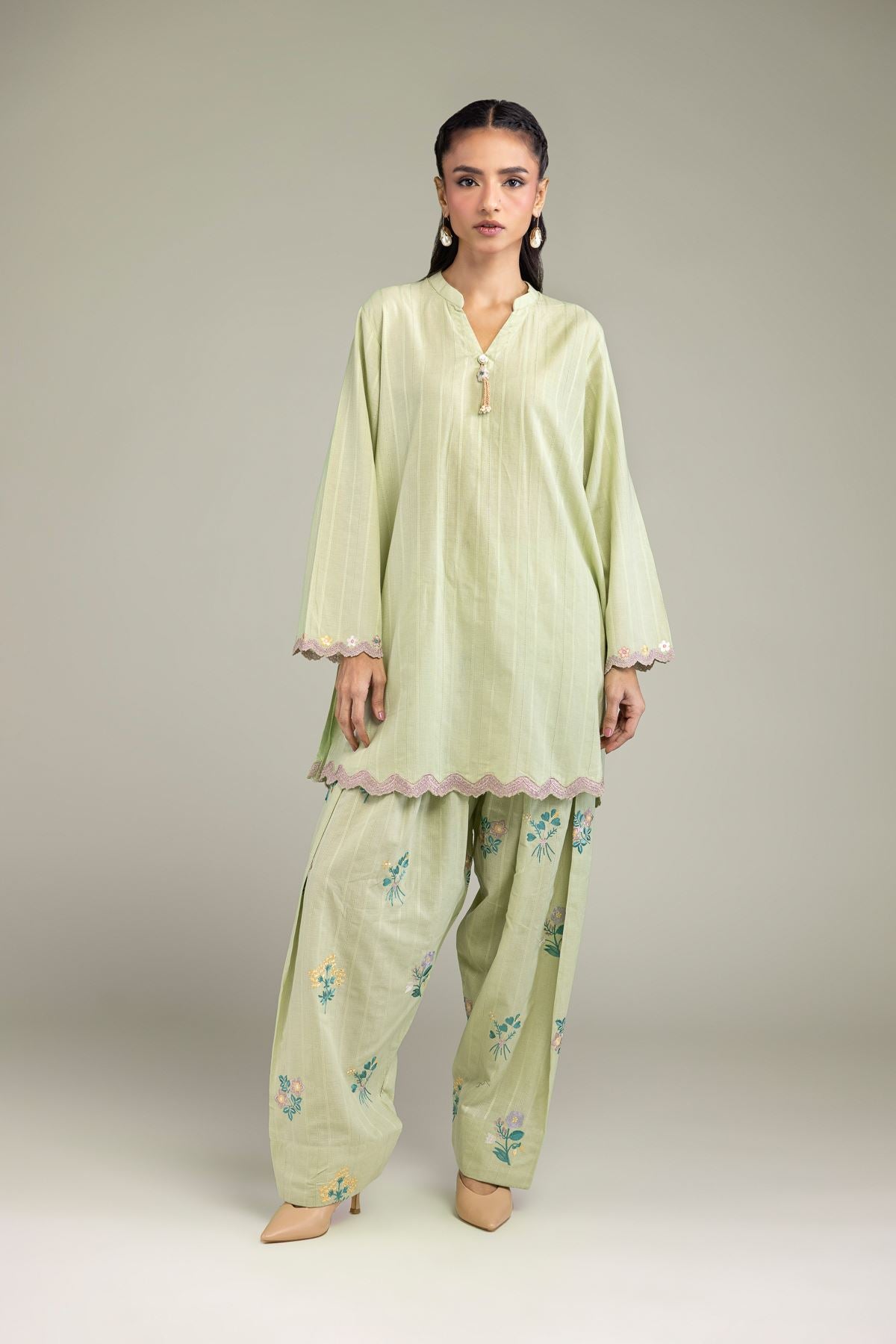 Cotton Band-Collar Kurta