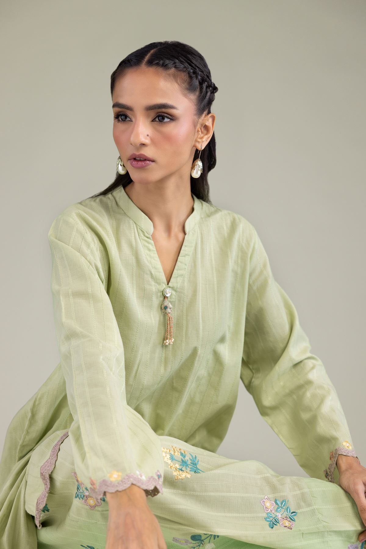 Cotton Band-Collar Kurta