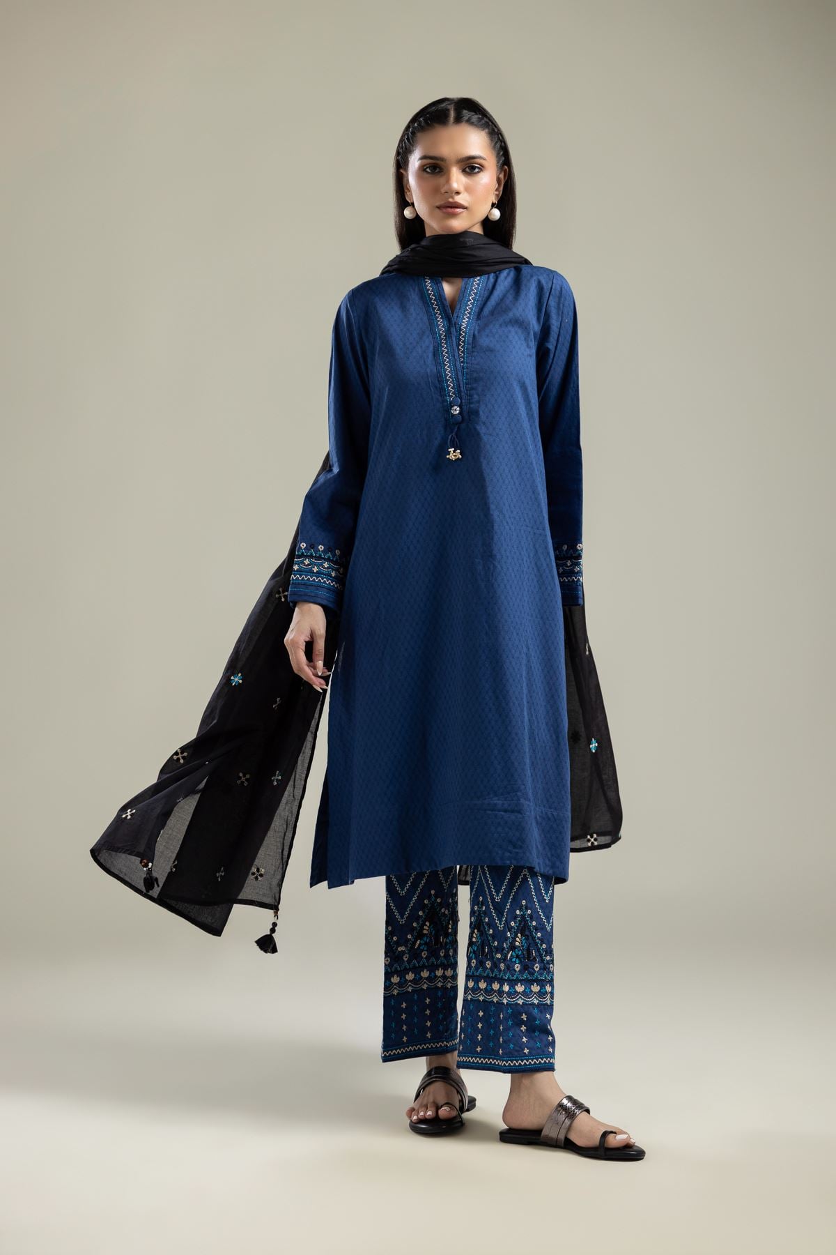 Geometric Blue Pants