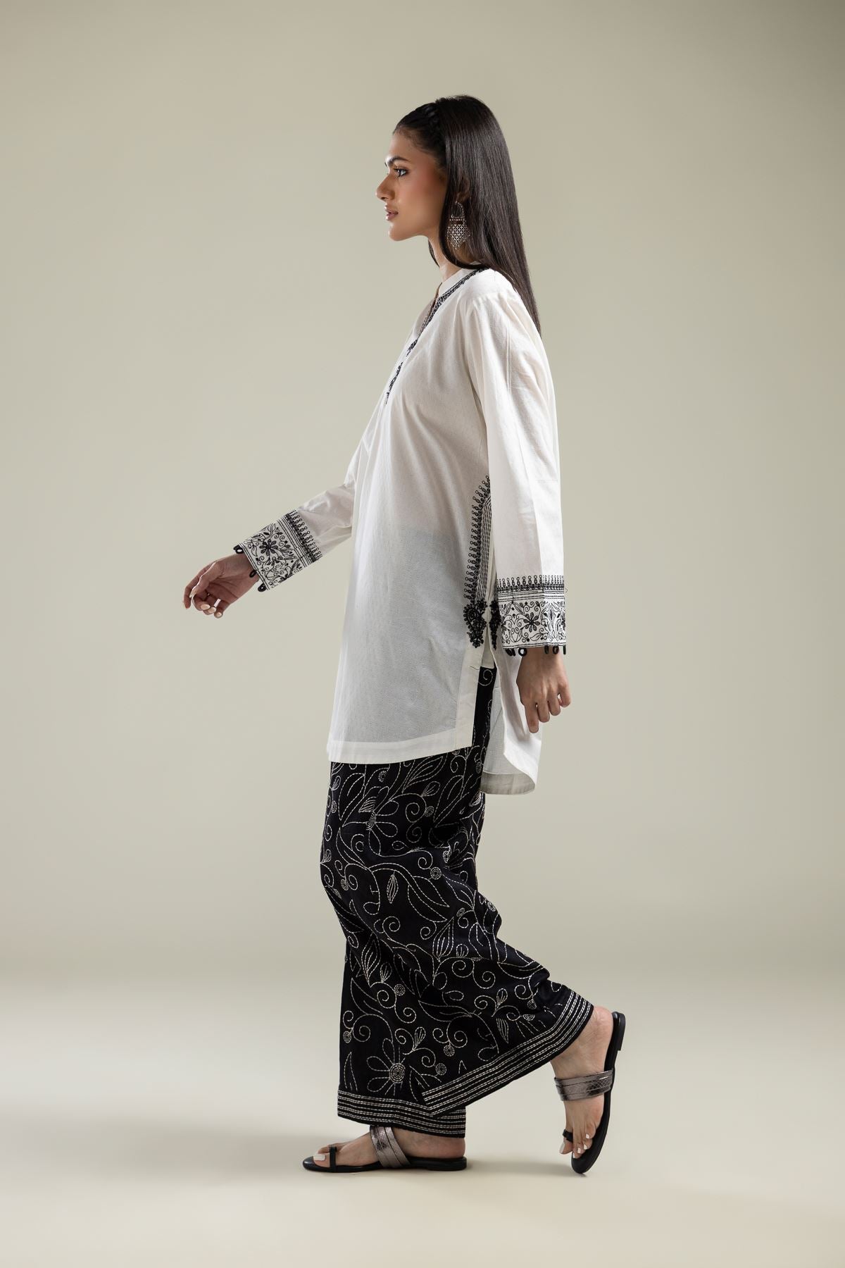 Floral Black Pants