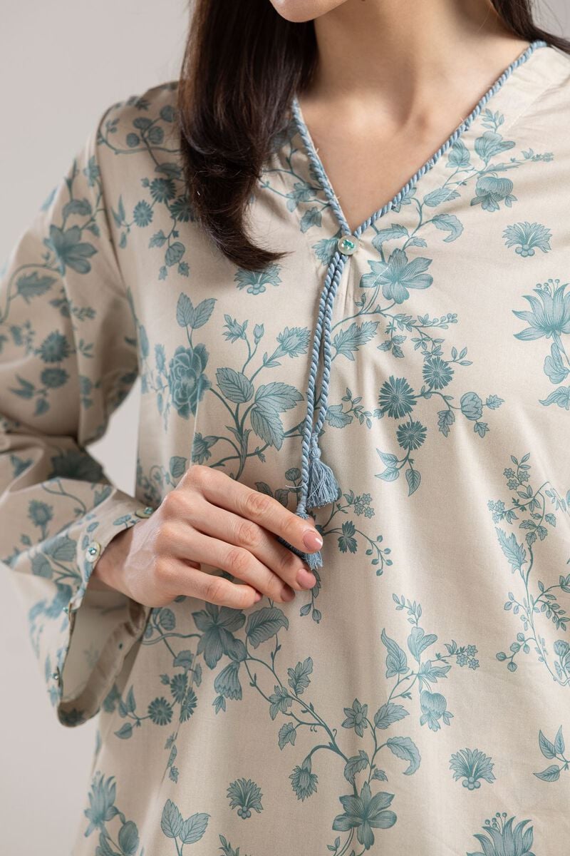 Floral V-Neck Kurta