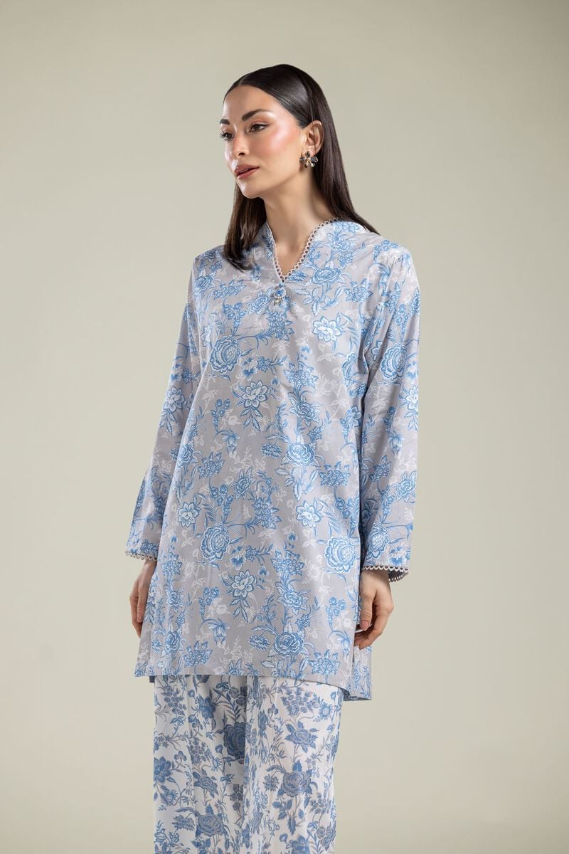 Gray Floral Kurta