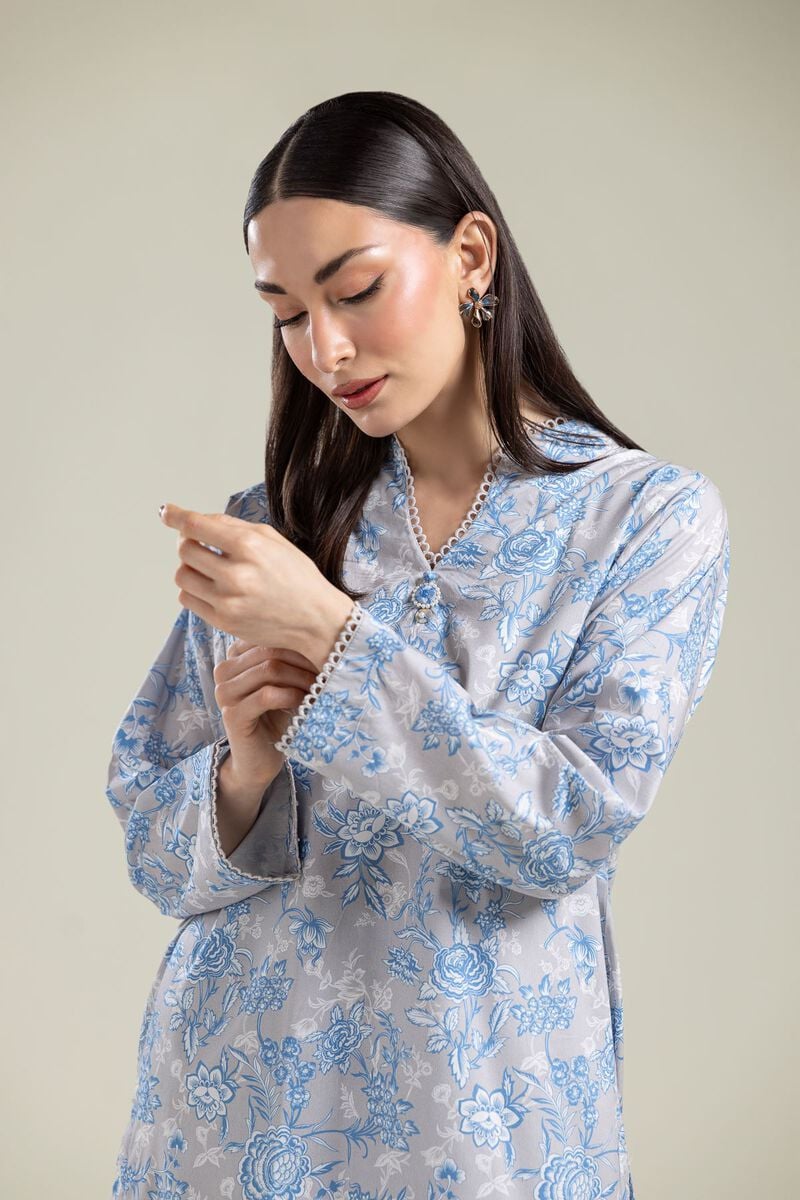 Gray Floral Kurta