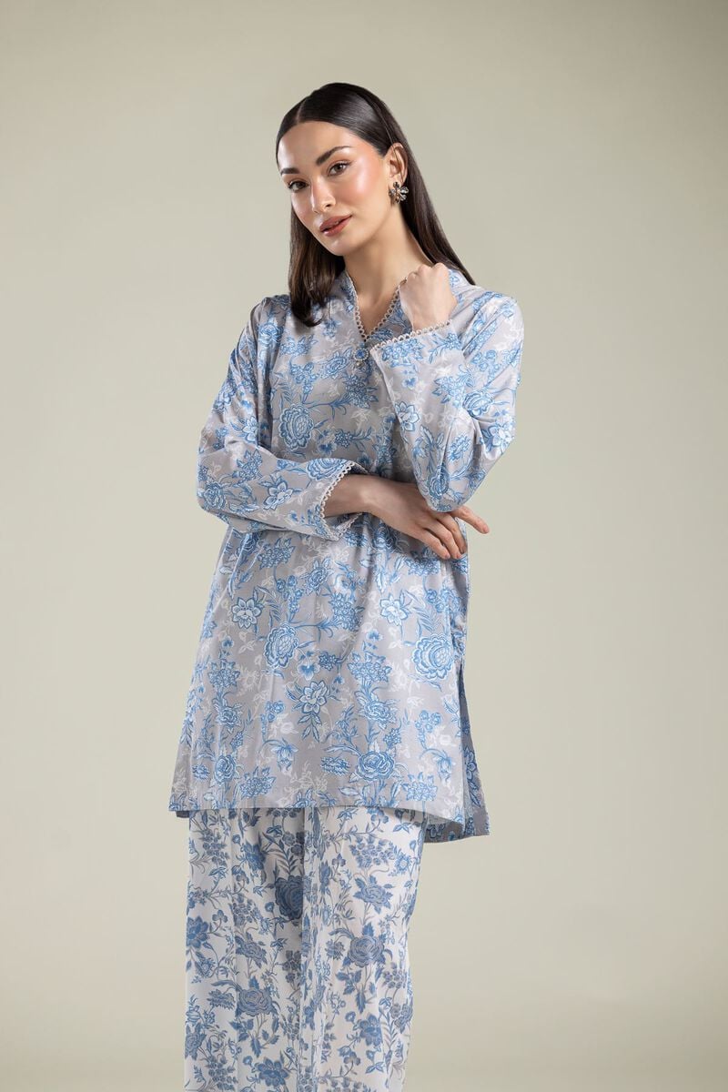Gray Floral Kurta