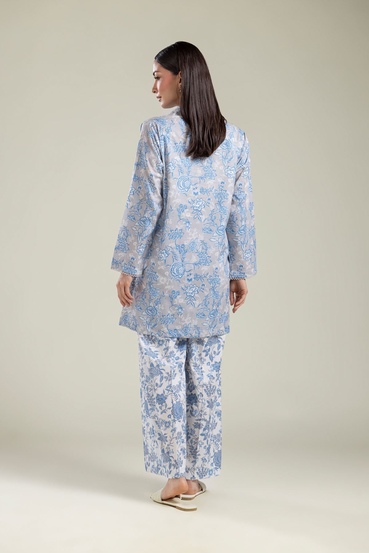 Gray Floral Kurta