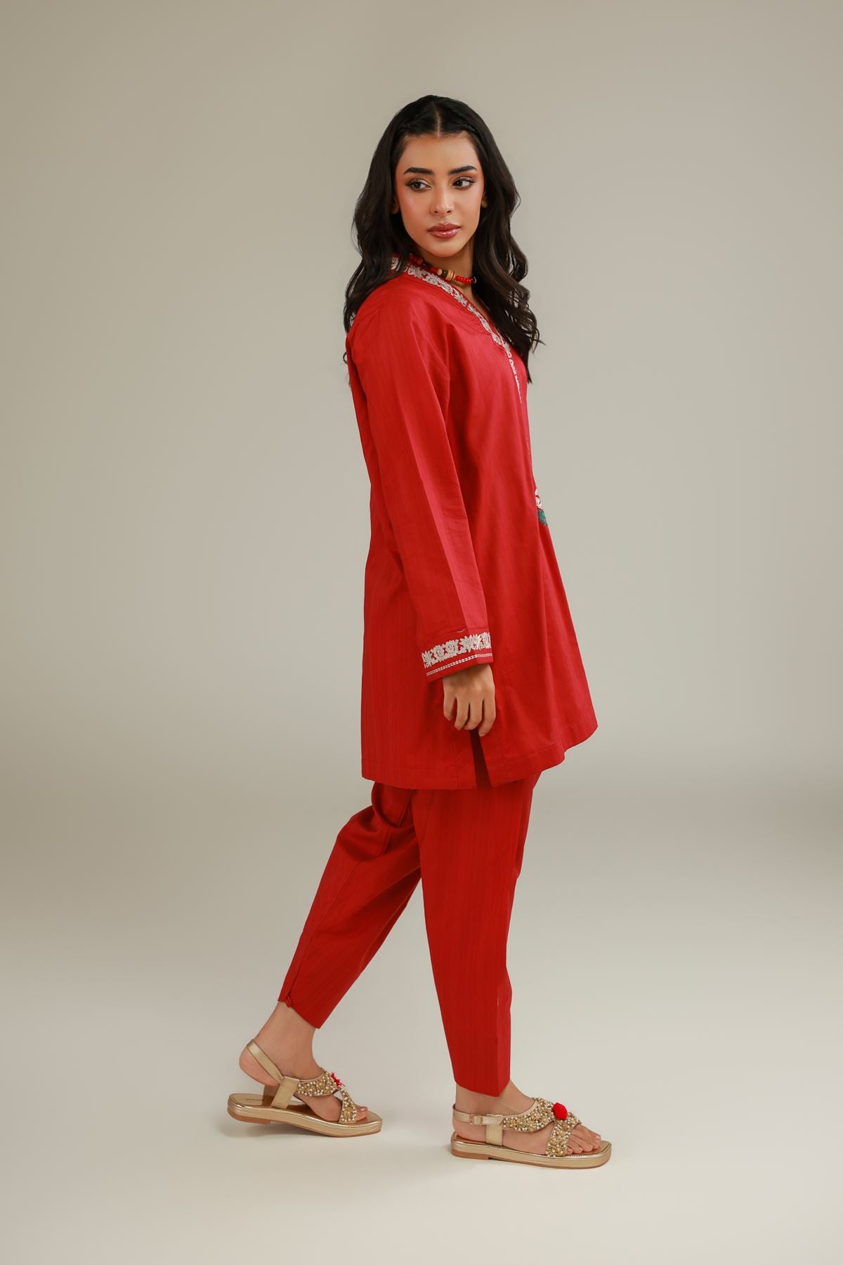 Red Cotton Shalwar