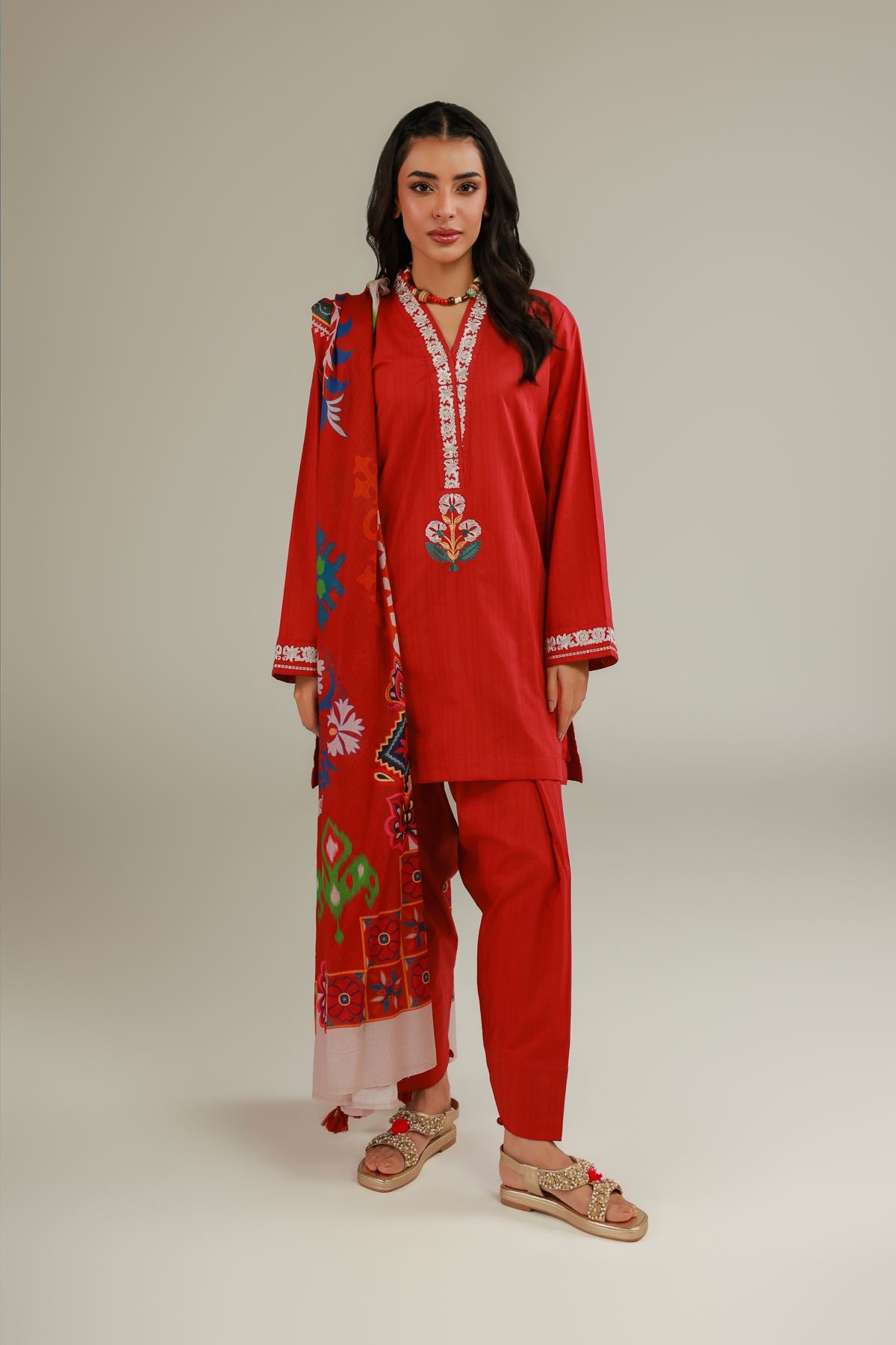 Red Cotton Shalwar
