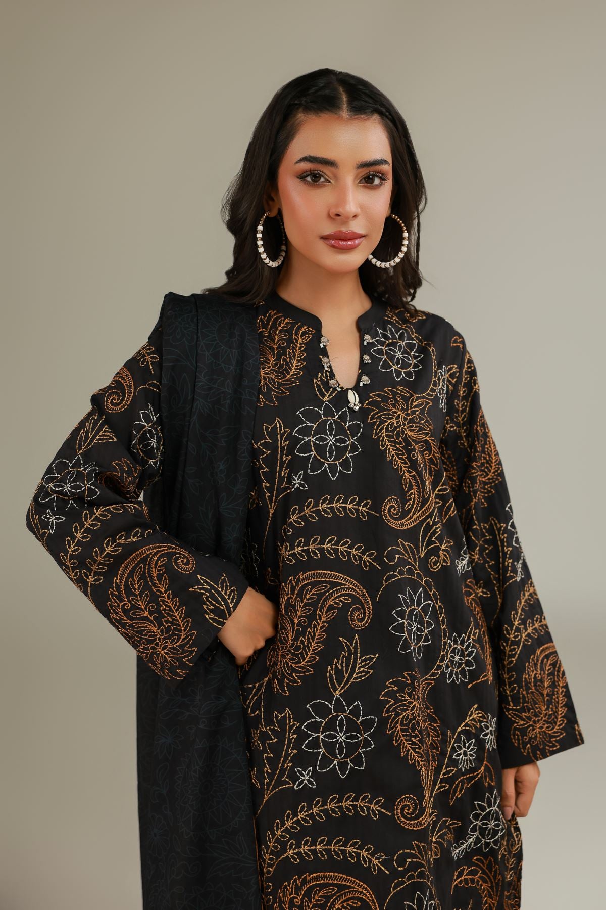 Black Embroidered Dupatta