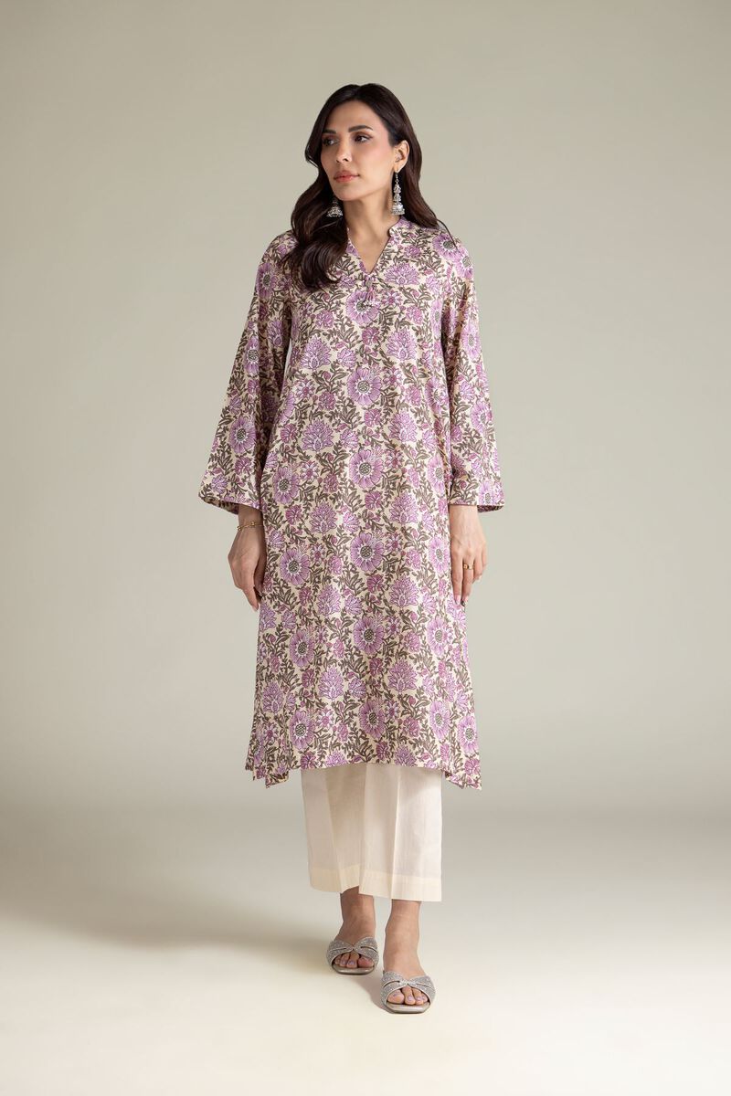 Beige V-Neck Kurta