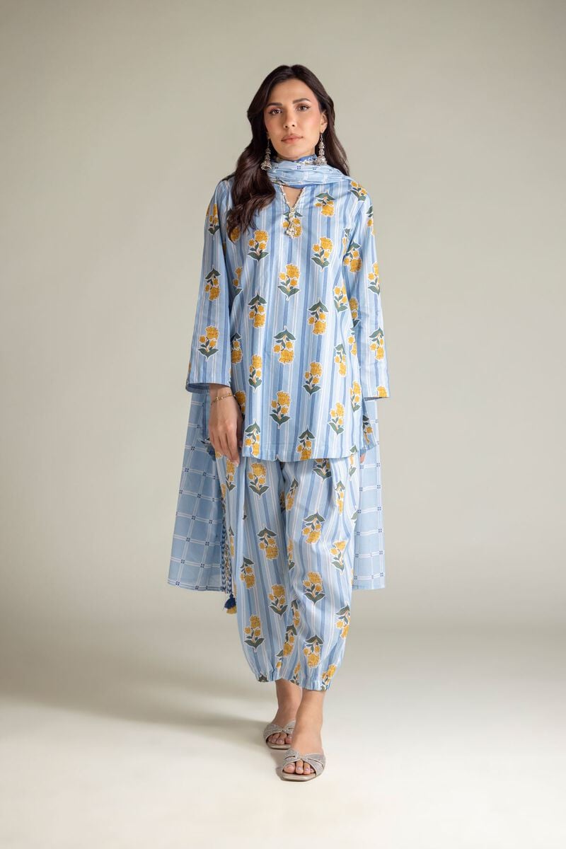 Blue V-Neck Kurta
