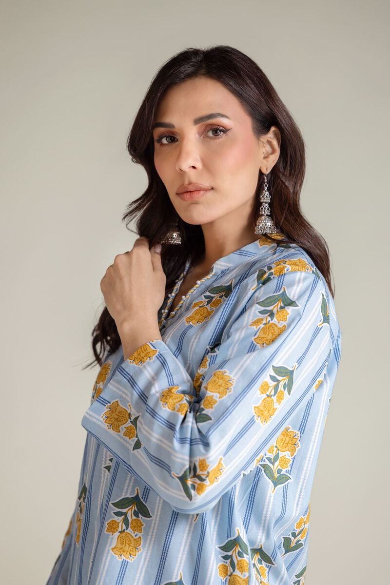 Blue V-Neck Kurta