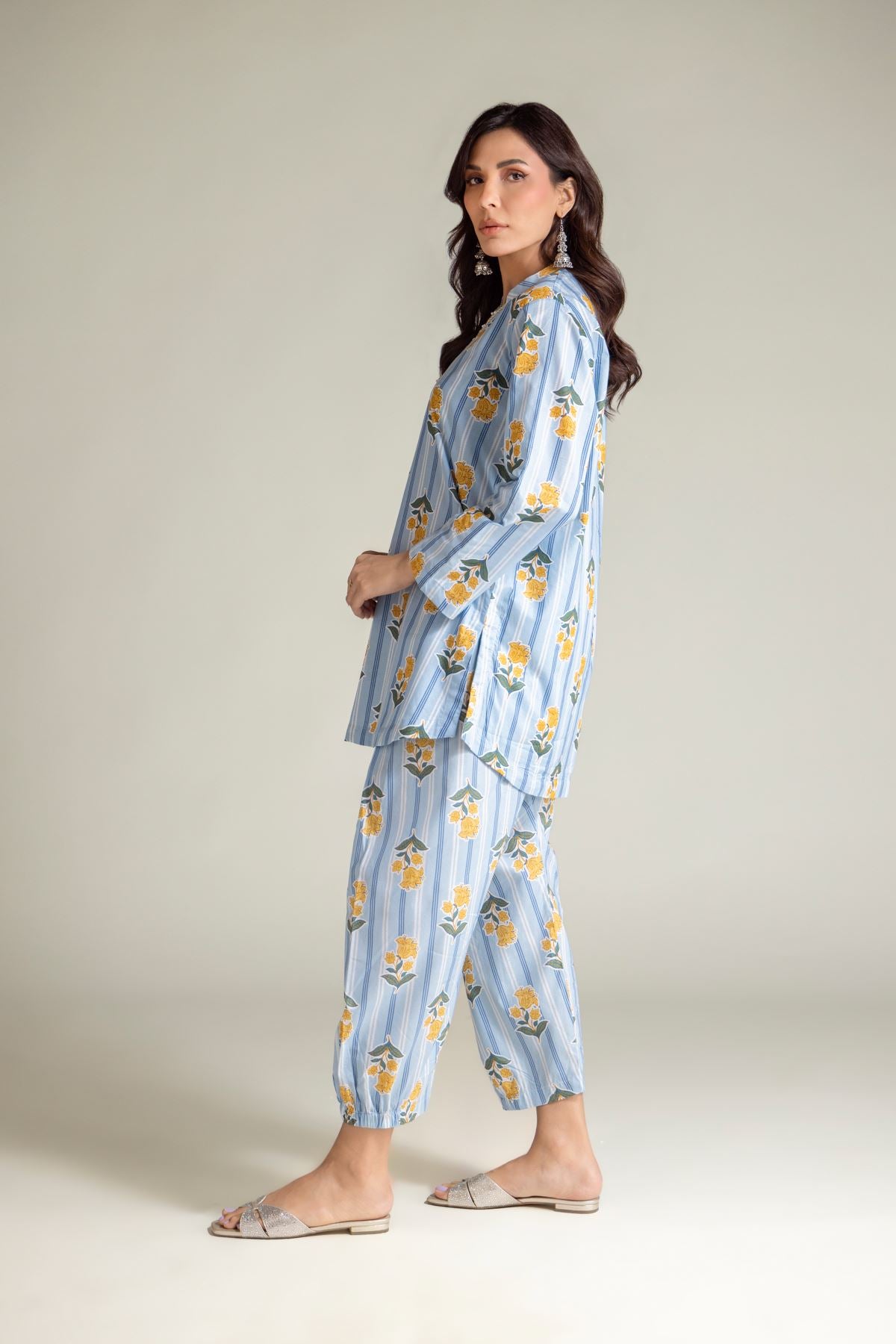 Blue V-Neck Kurta