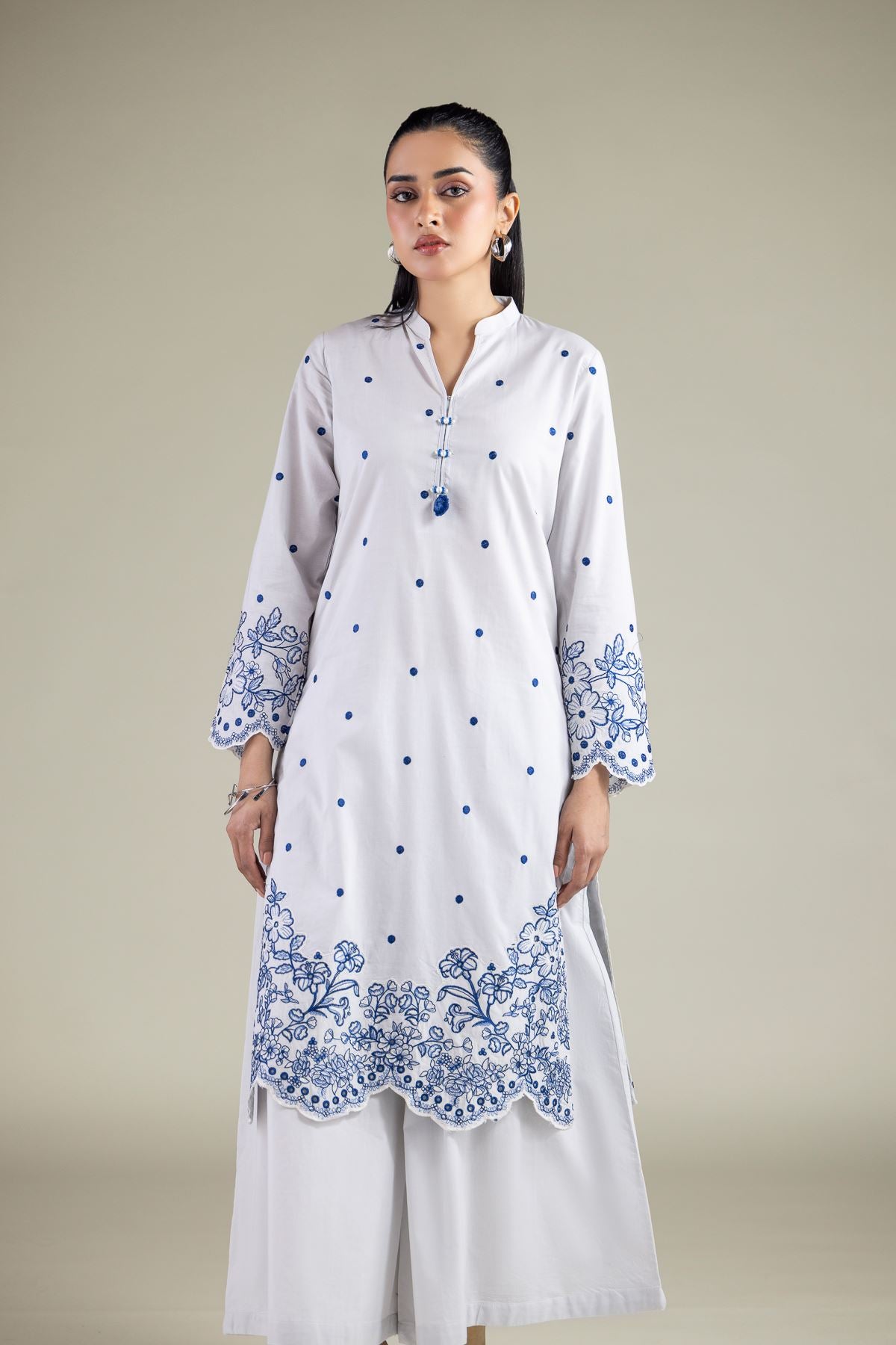 Floral V-Neck Kurta