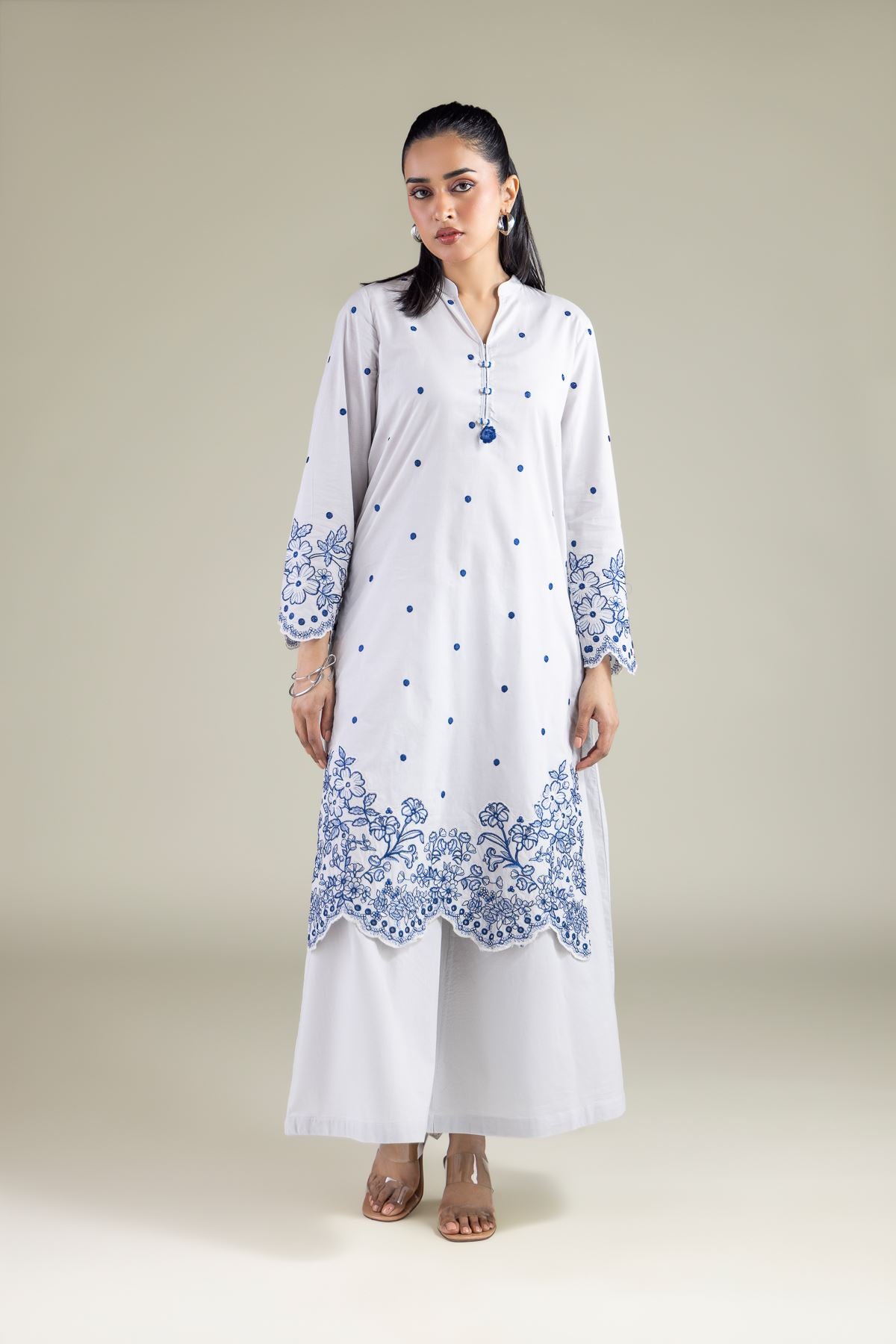Floral V-Neck Kurta