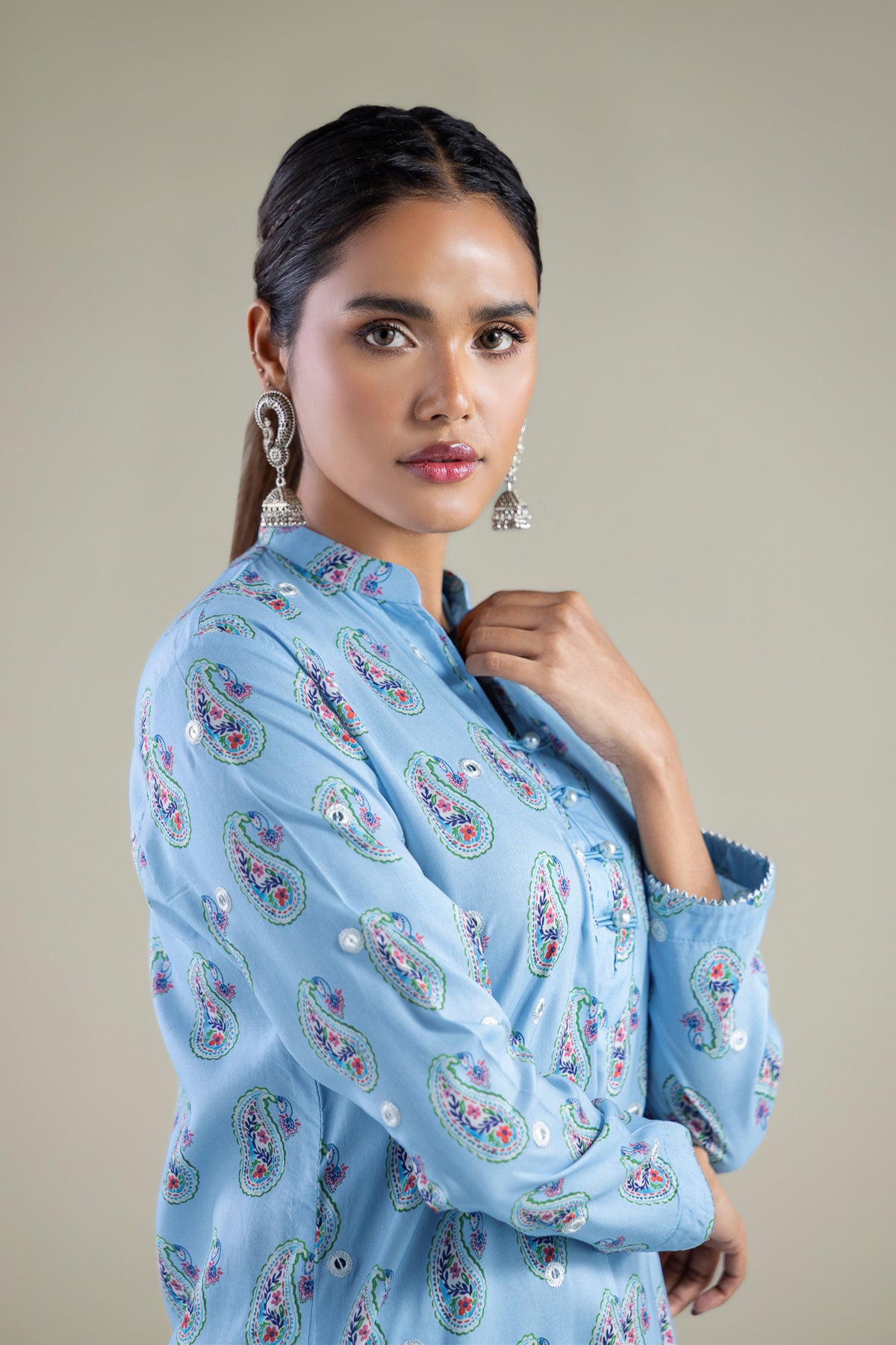 Paisley Band Collar Kurta