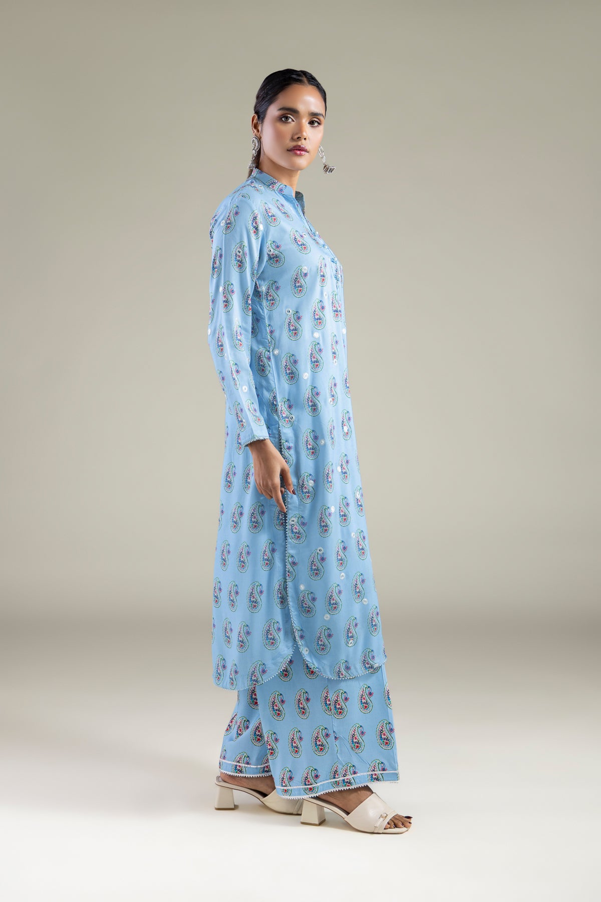 Paisley Band Collar Kurta